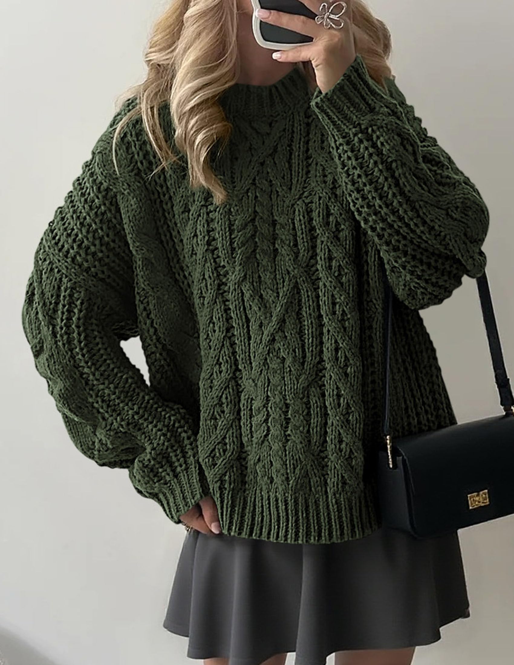 Womens Oversized Fall Sweaters Chunky Cable Knit Pullover Tops