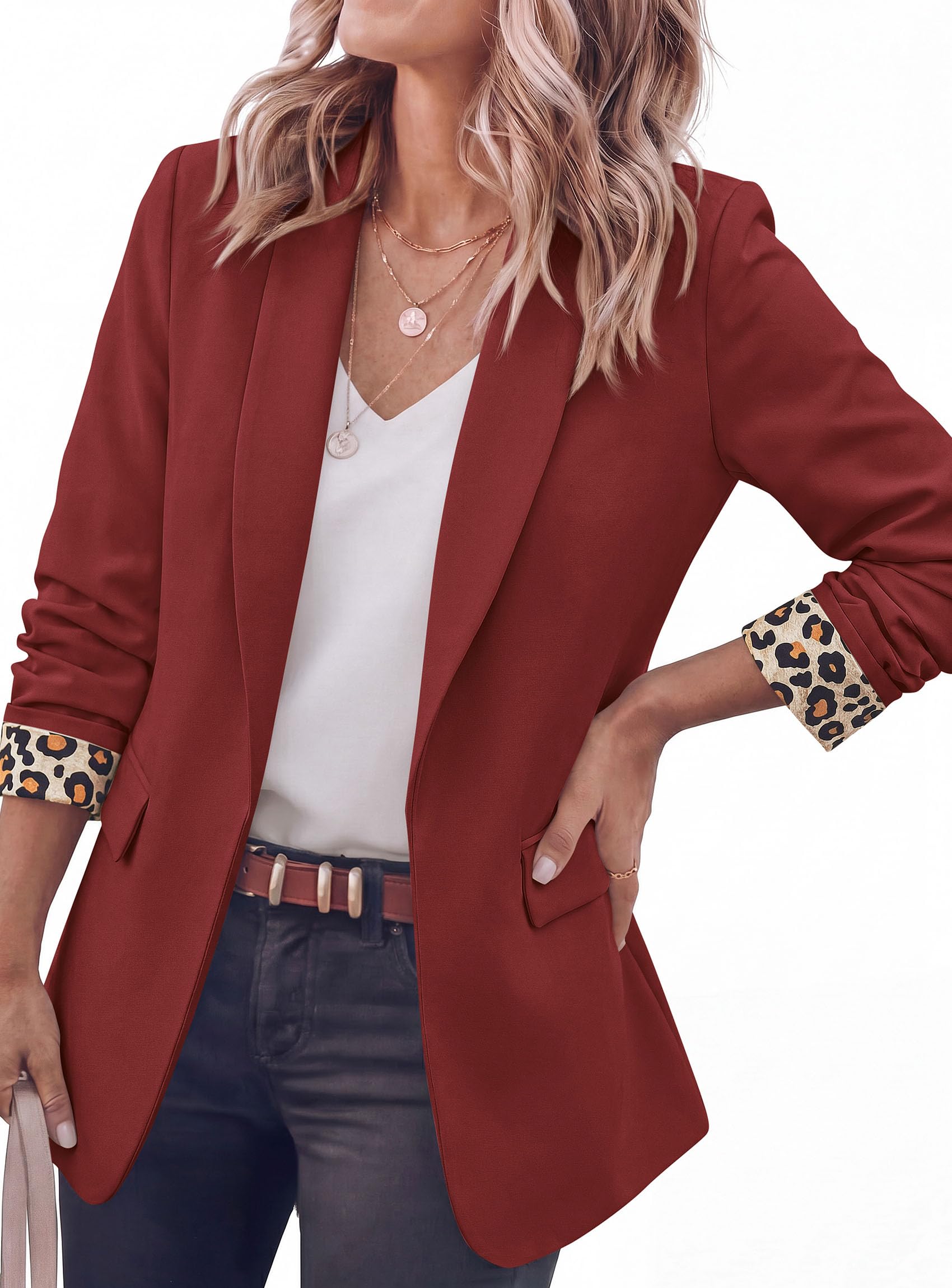 Blazers for Women Business Casual Open Front Lapel Suit Jacket