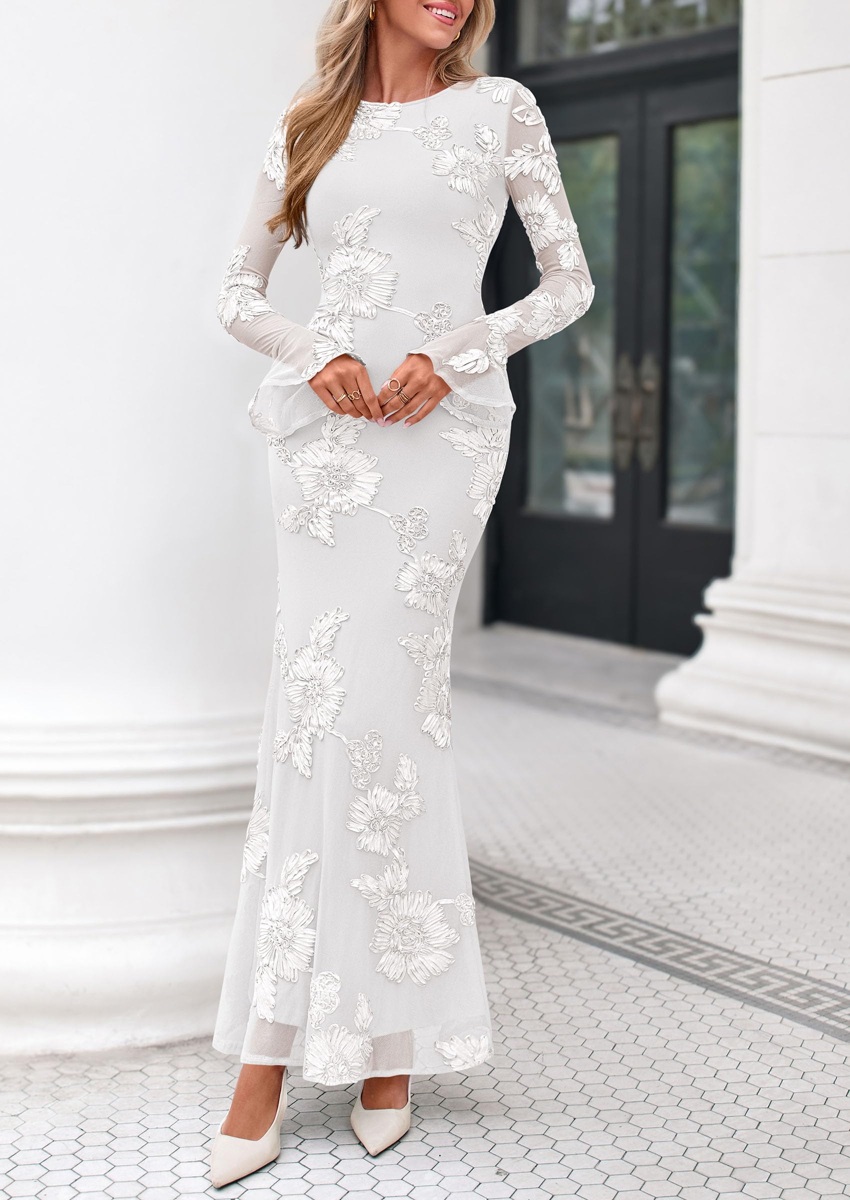 Women's Formal Floral Maxi Bodycon Wedding Guest Dresses 2026