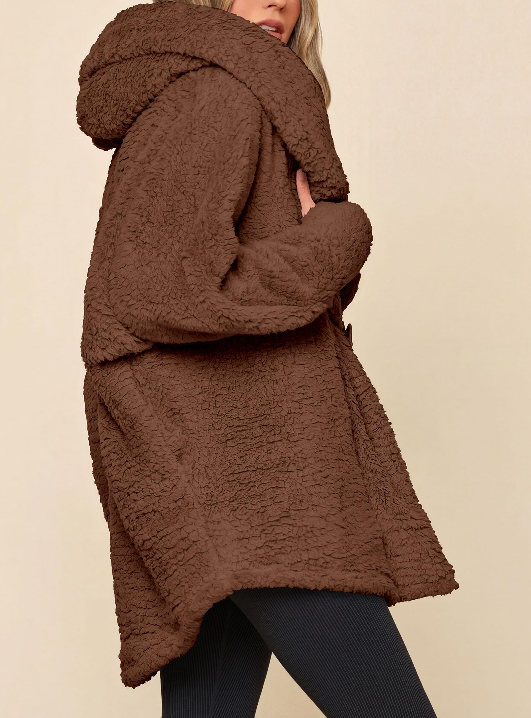 Women's Winter Warm Coats Hooded Faux Fur Sherpa Jacket