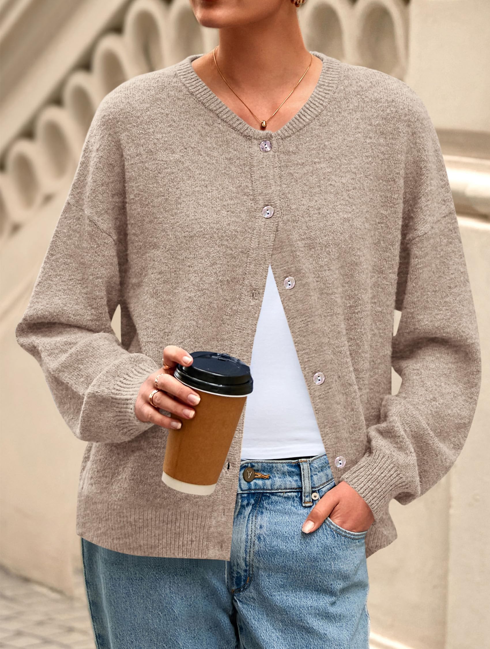 Womens Long Sleeve Cardigan Sweaters Button Down Knit Tops
