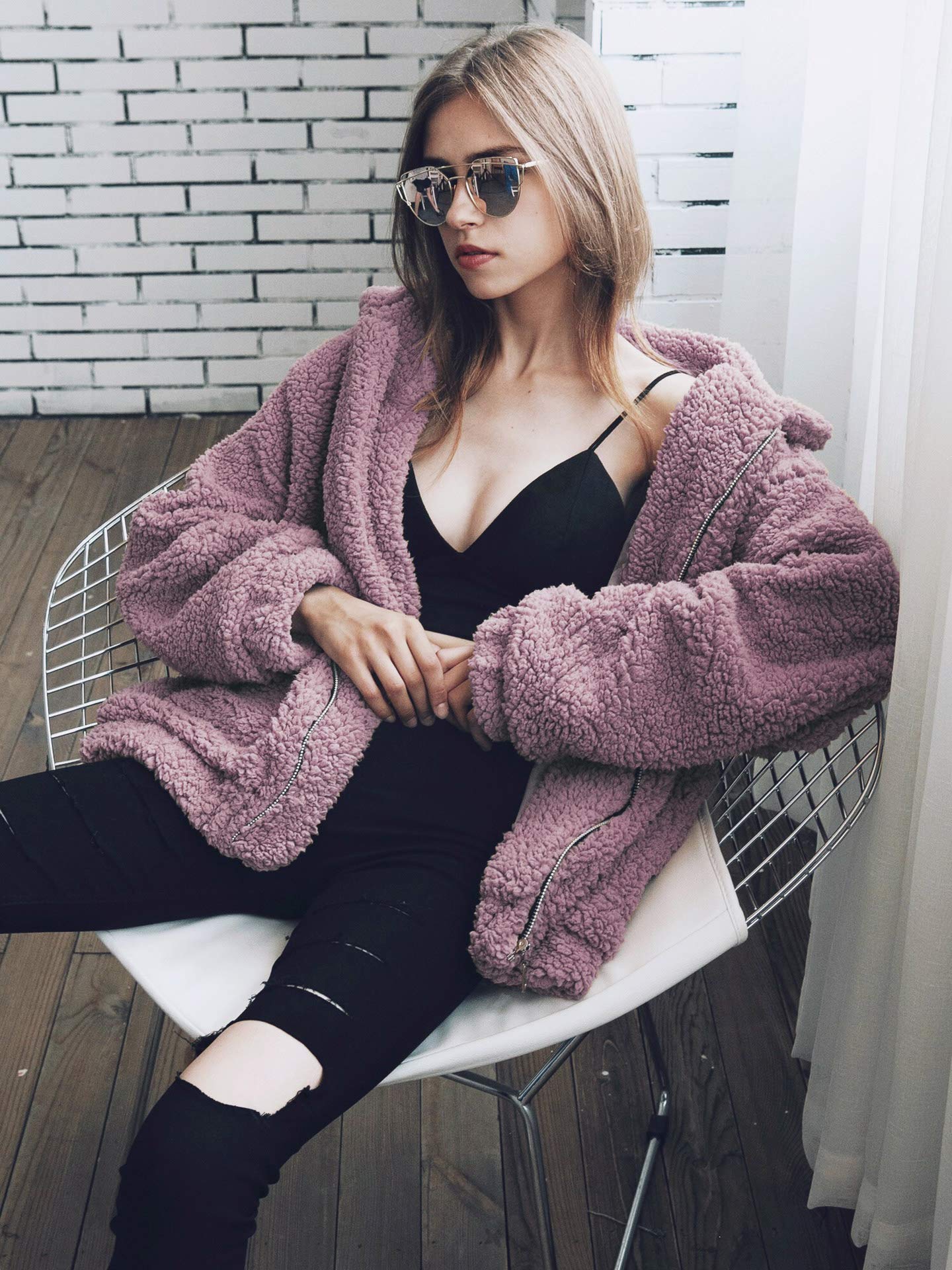 Oversized Sherpa Fleece Jacket Women's Winter Coats Outerwear