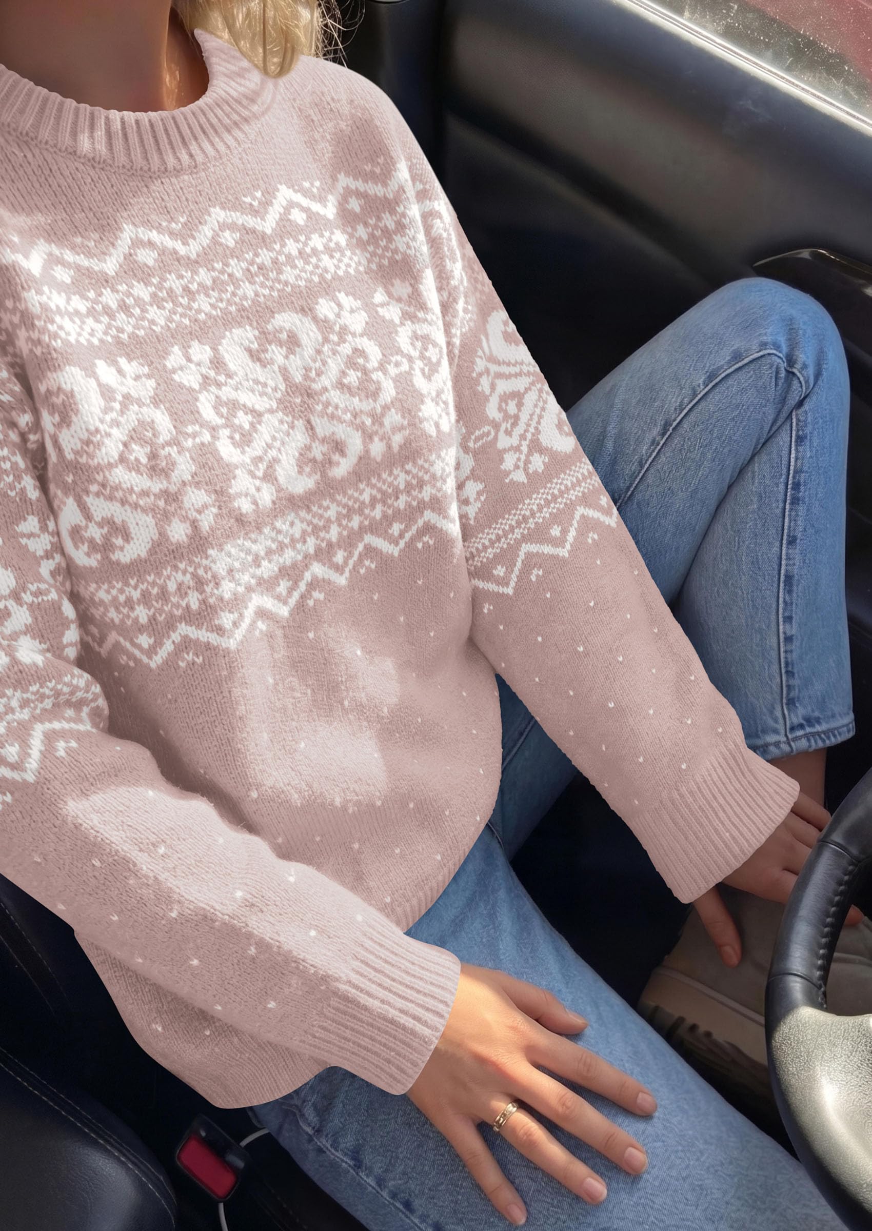 Sweaters for Women Fair Isle Oversized Pullover Fall Outfits