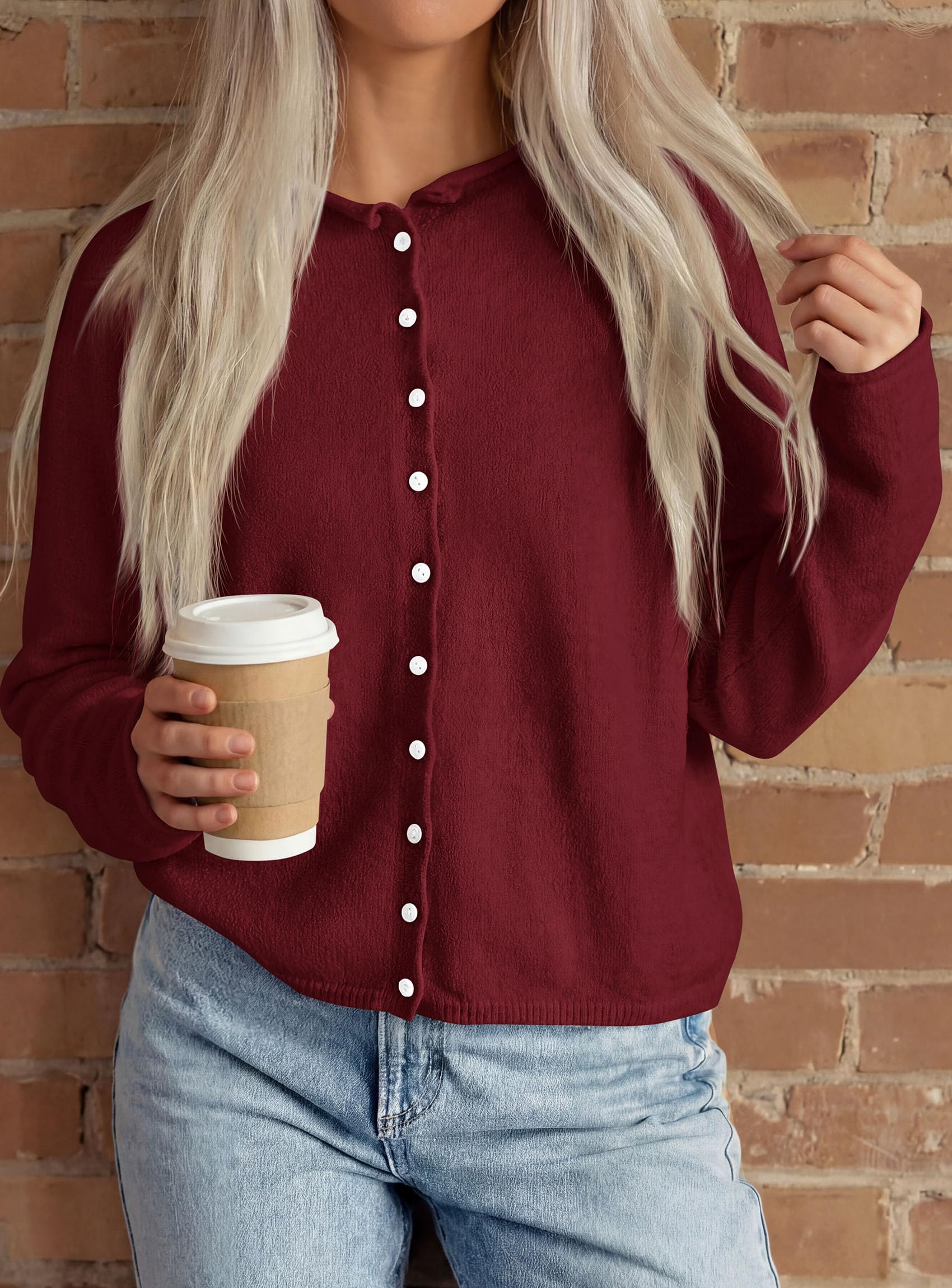 Button Up Cardigan for Women Knit Oversized Fall Sweaters