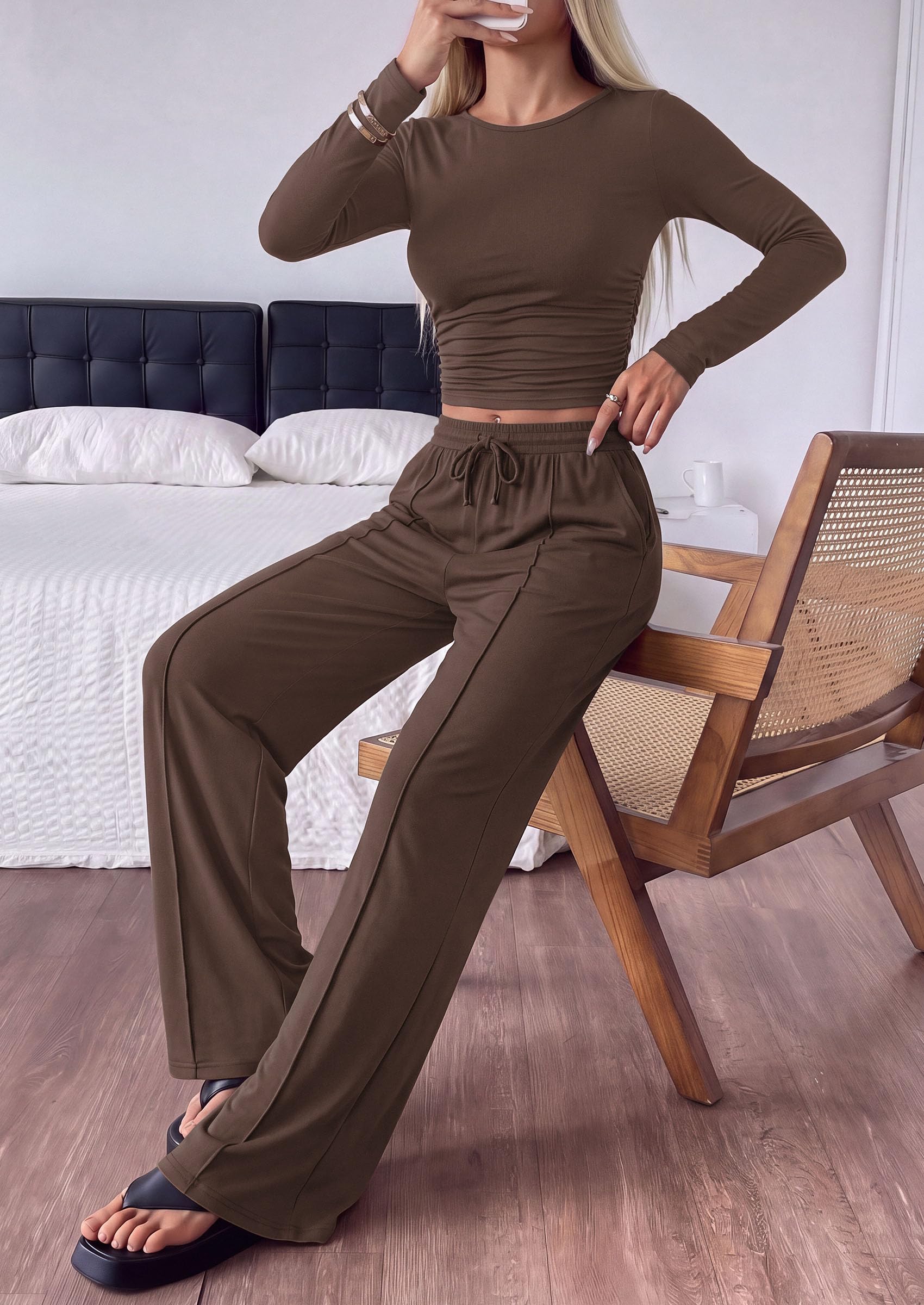 Womens 2 Piece Lounge Sets Fall Fashion Airport Travel Outfits