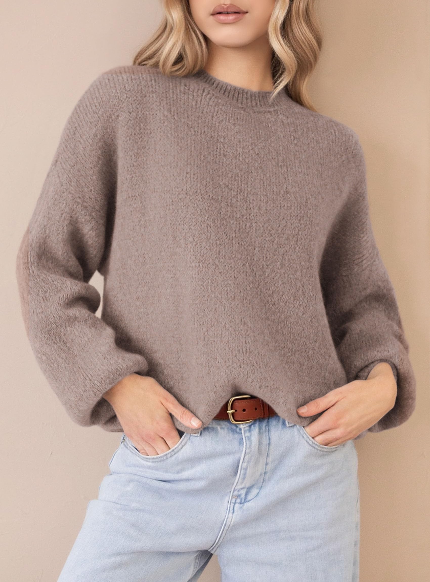 Women's Fall Oversized Holiday Sweaters (Light Coffee,S)