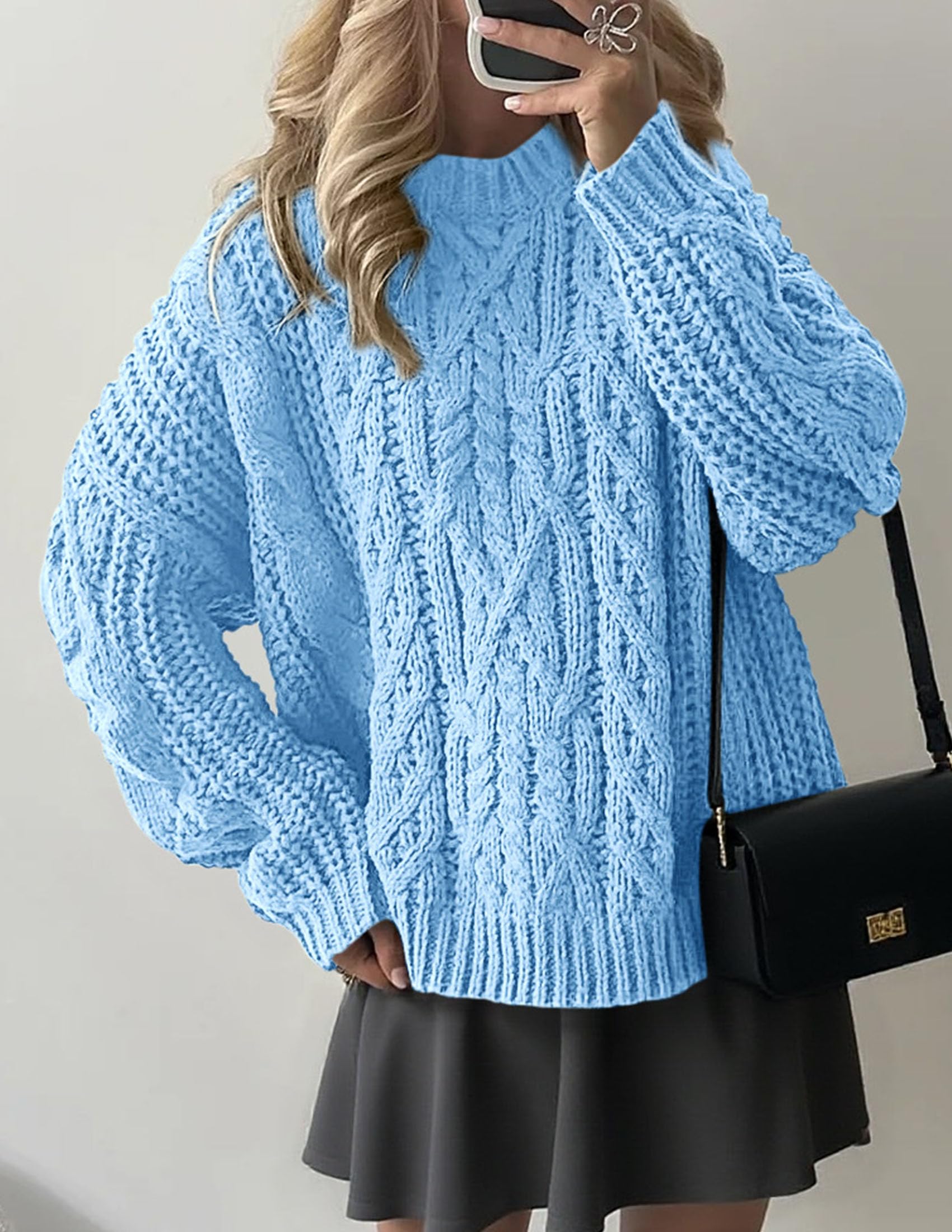 Womens Oversized Fall Sweaters Chunky Cable Knit Pullover Tops