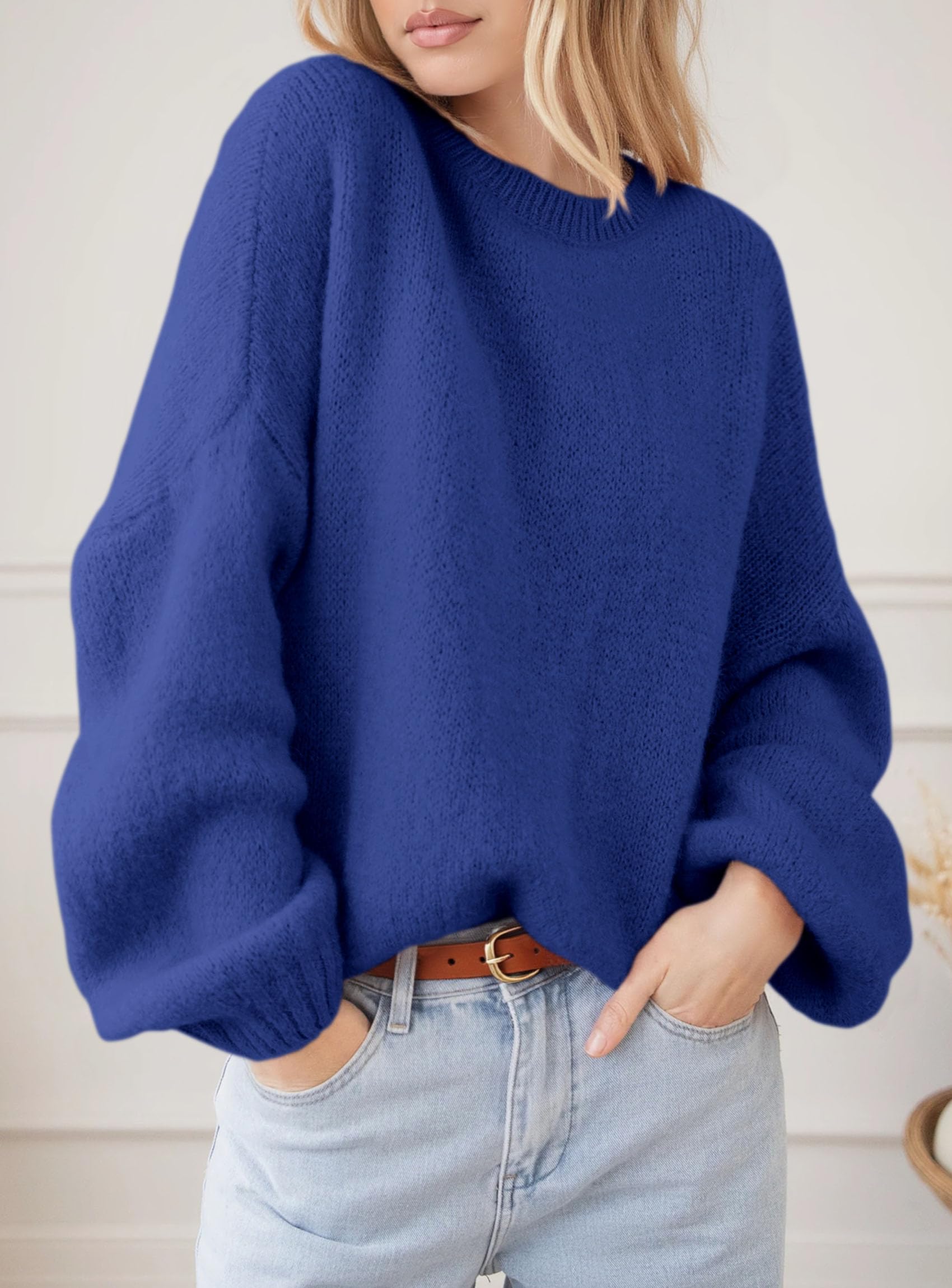 Women's Fall Oversized Holiday Sweaters (Royal Blue,S)