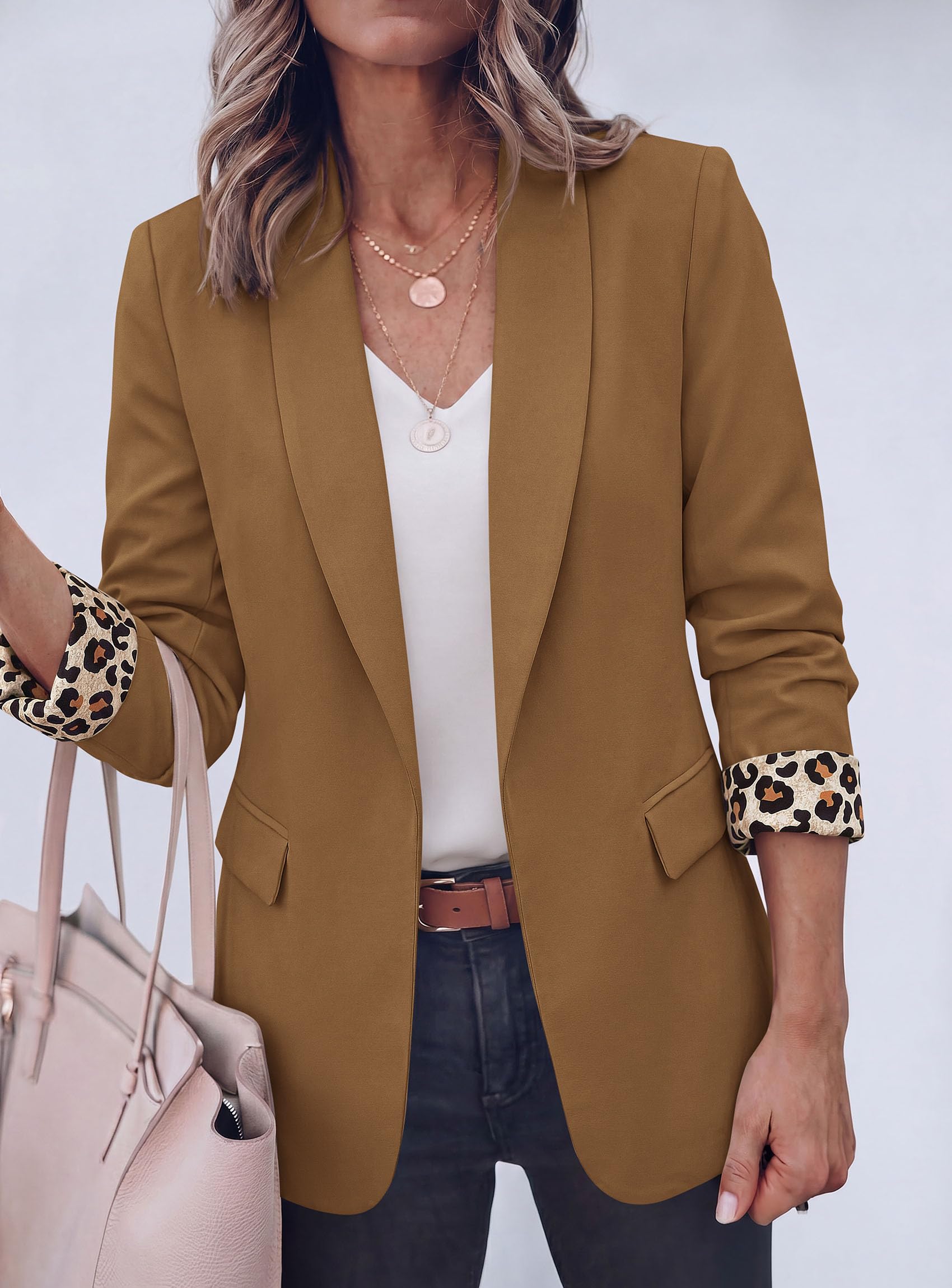Blazers for Women Business Casual Open Front Lapel Suit Jacket