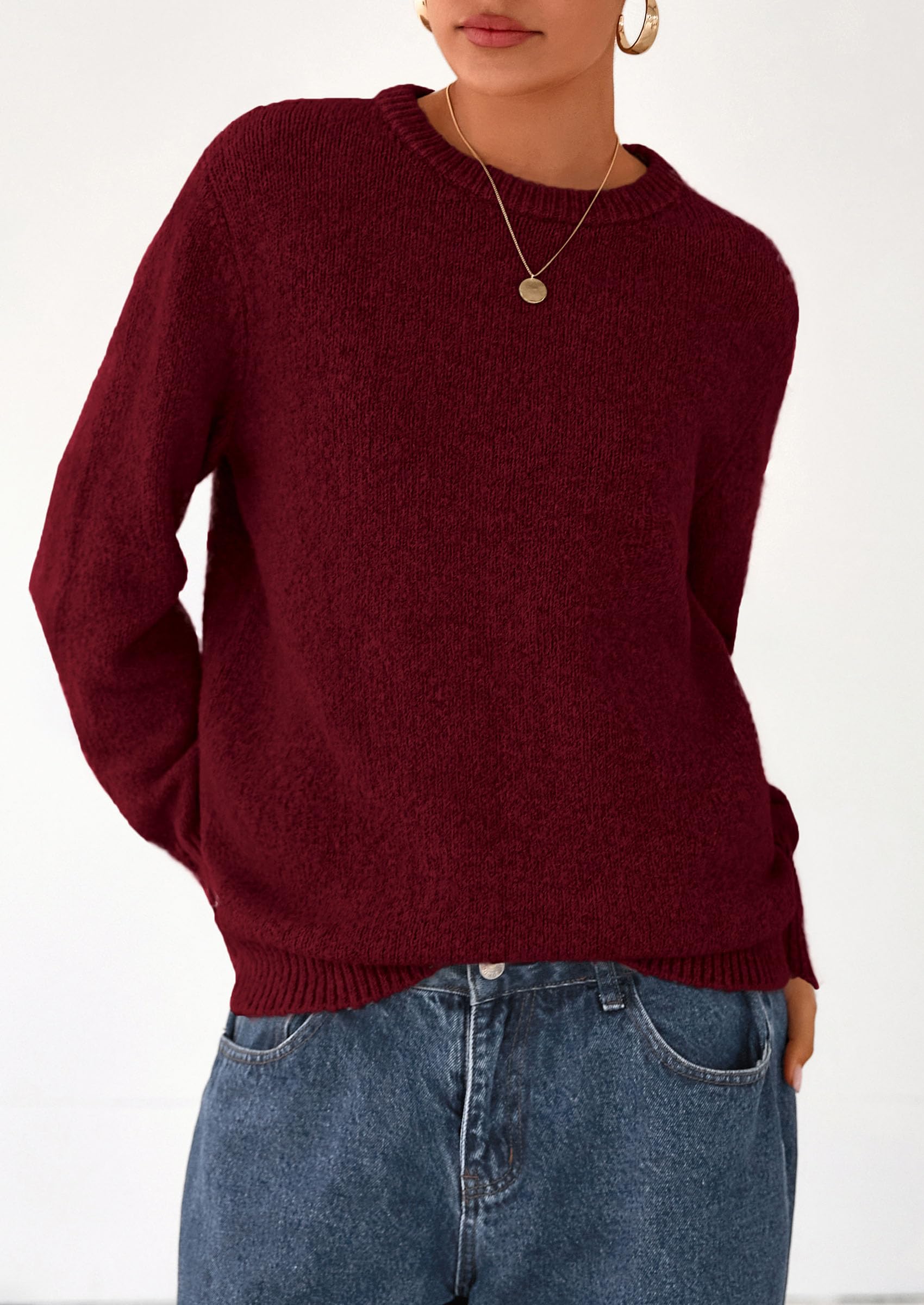 Fall Sweaters for Women Cozy Casual Pullover Ribbed Knit Tops