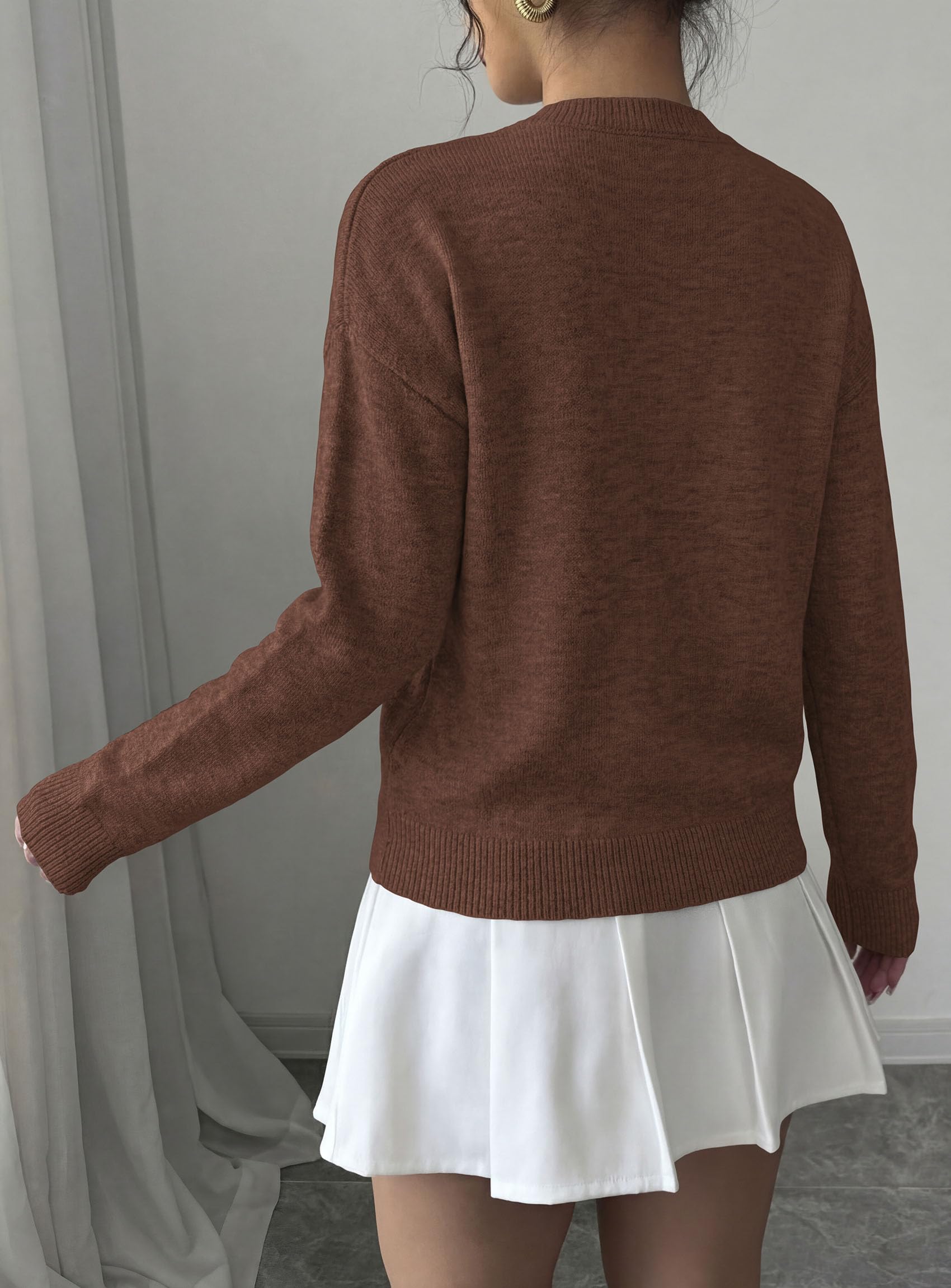 Sweaters for Women Fall Fashion Embroidered Floral Knit Tops