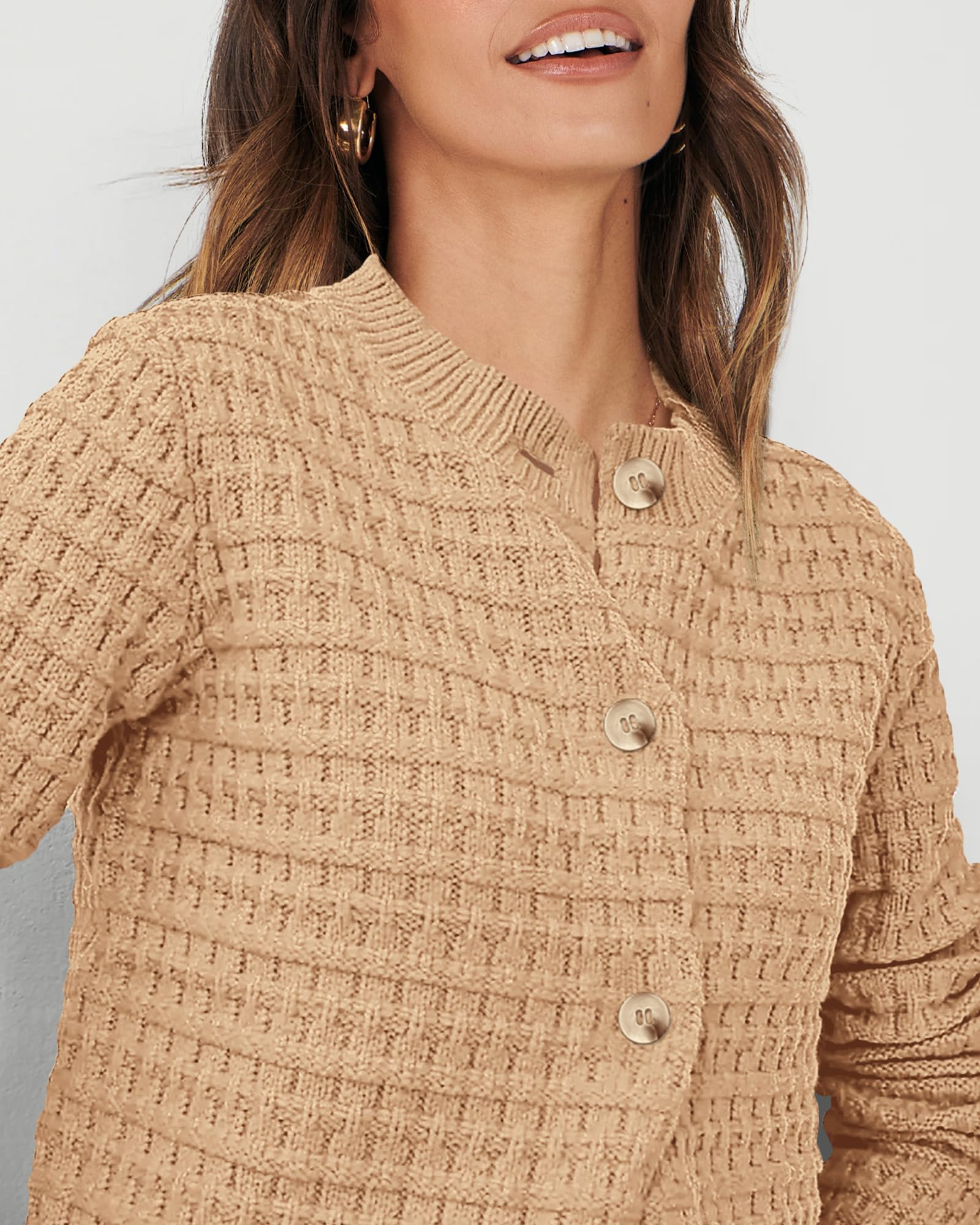Women's Fall Lightweight Cardigan Sweaters Khaki
