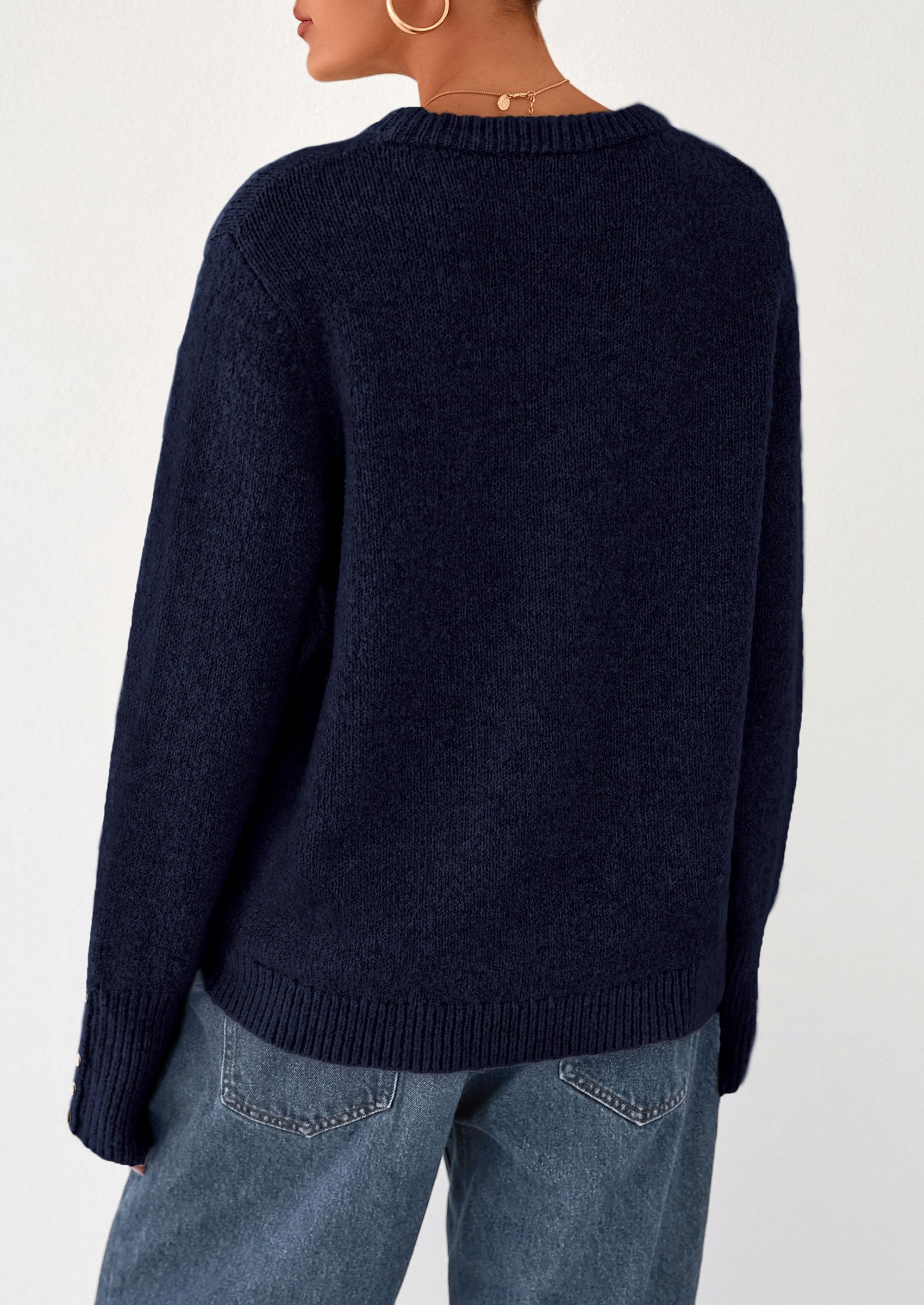 Fall Sweaters for Women Cozy Casual Pullover Ribbed Knit Tops