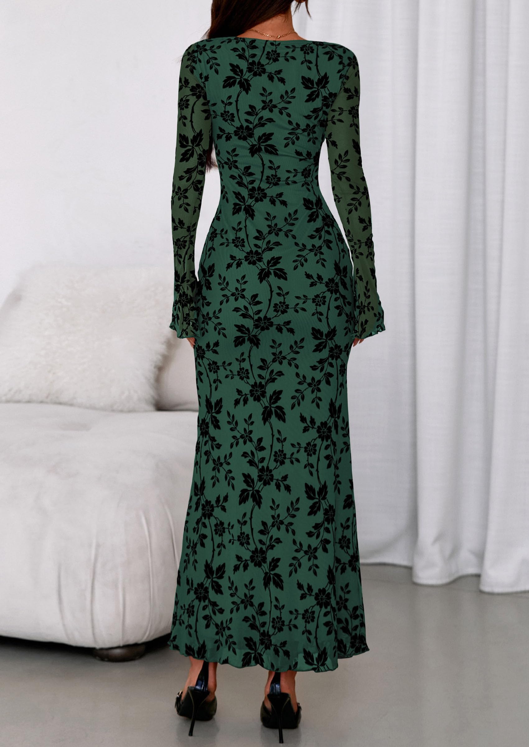 Women's Floral Bodycon Maxi Dress Wedding Guest Dresses