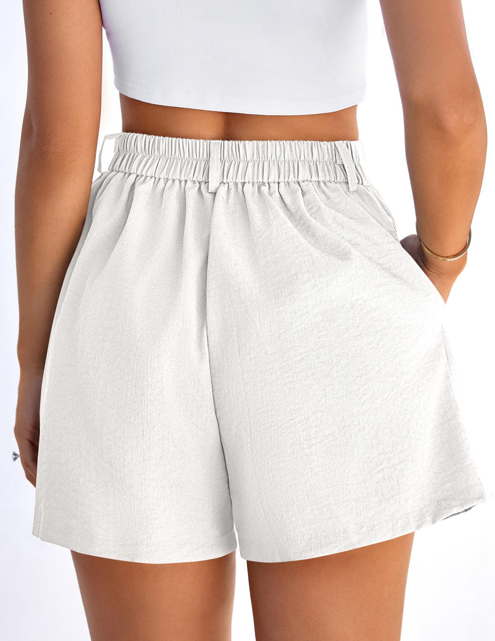 Womens Shorts Dressy Casual High Waisted Wide Leg Trousers,White,S