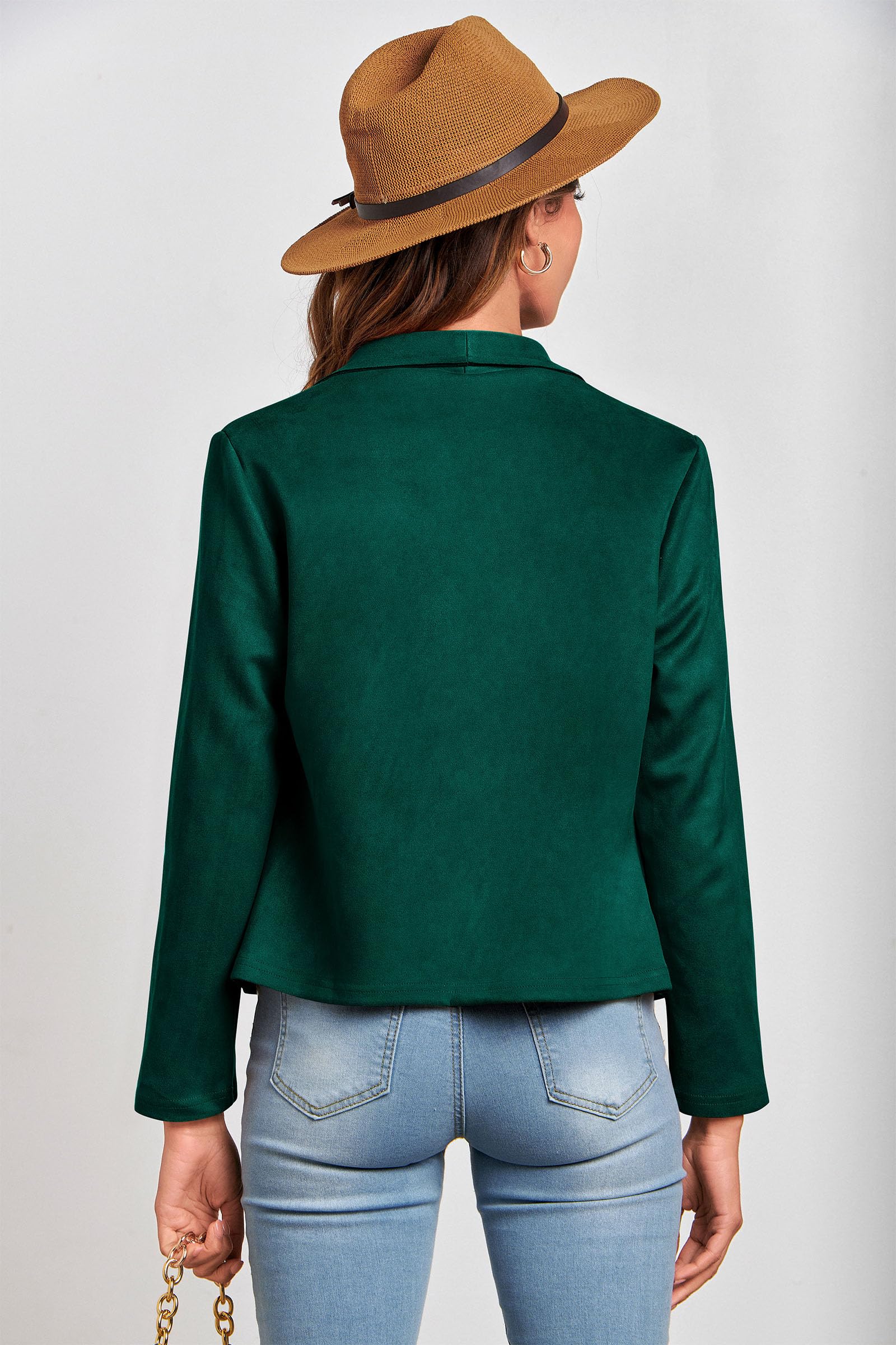 Women's Fall Fashion Faux Suede Jackets(Dark Green,Small)
