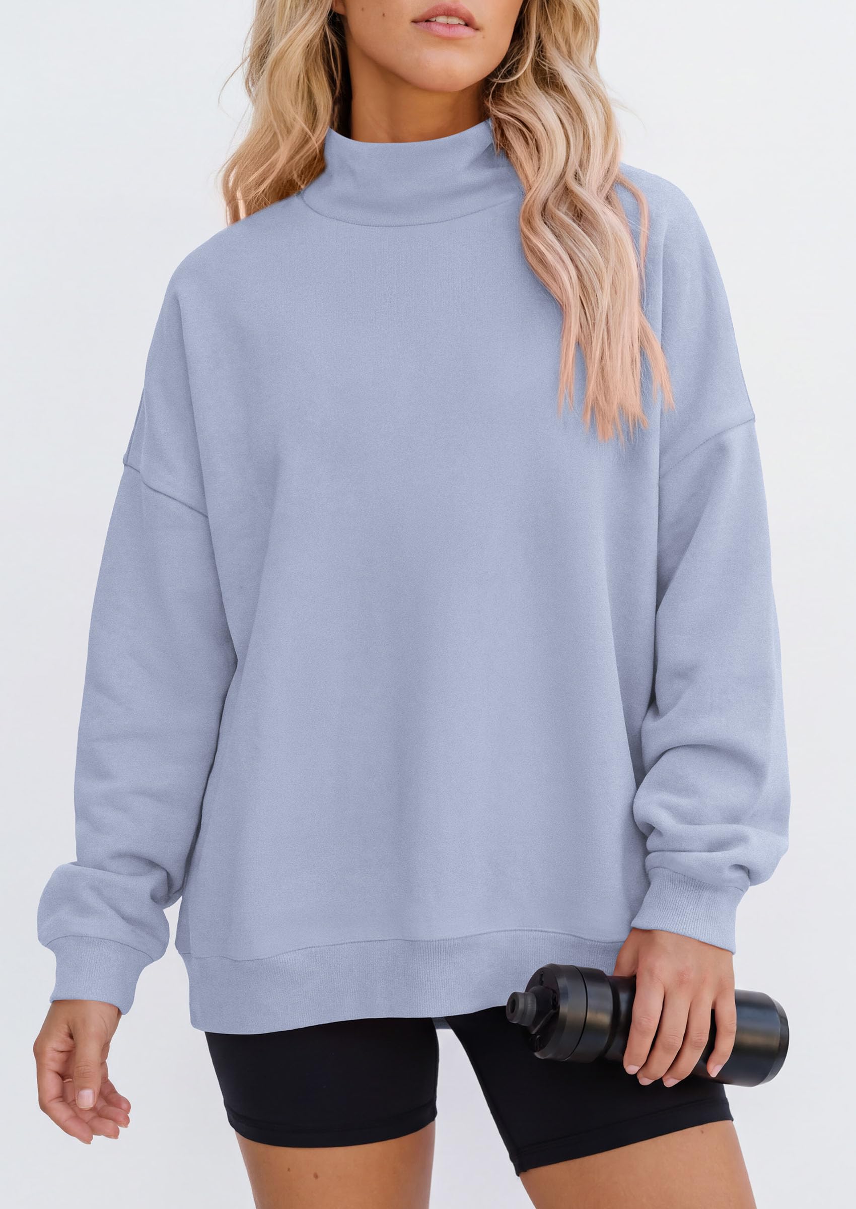 Womens Mock Neck Sweatshirt Oversized Pullover Fall Outfits