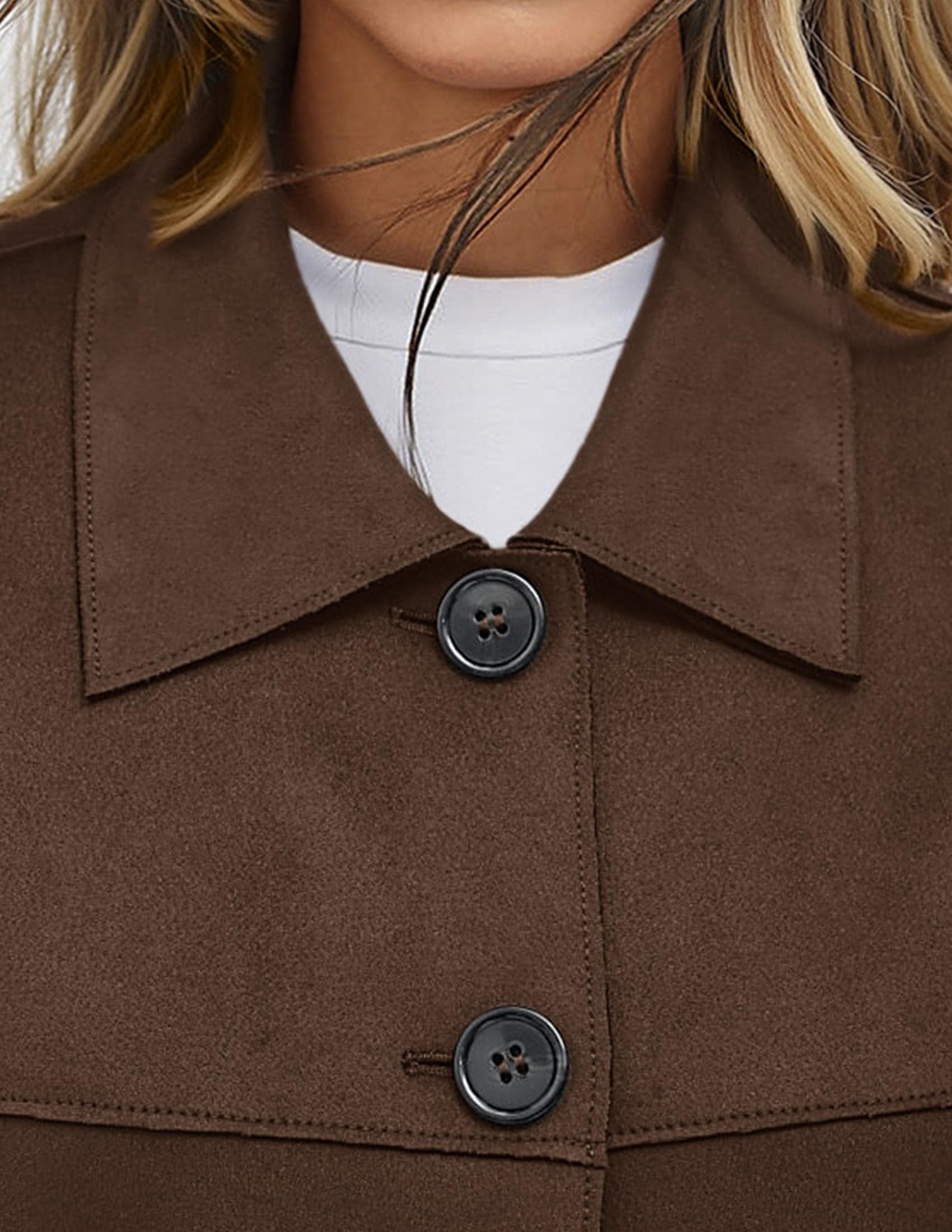 Women's Faux Suede Shacket Jackets Lightweight Cropped Coats