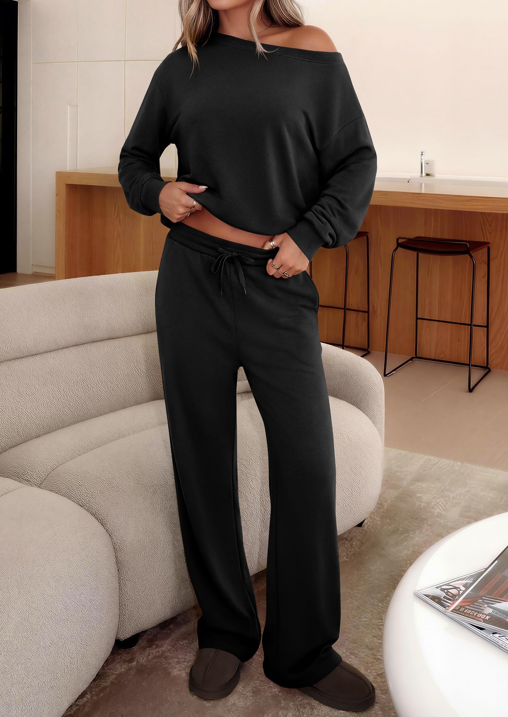 2 Piece Sets for Women Off the Shoulder Matching Lounge Set