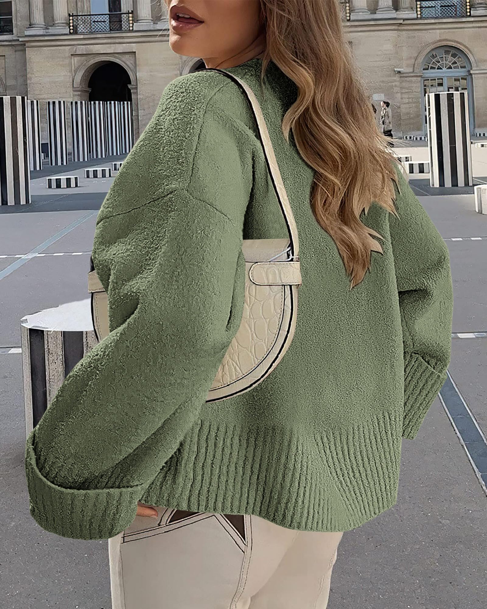 Women's Fall Fashion Cozy Oversized Sweaters(Army Green,XS)