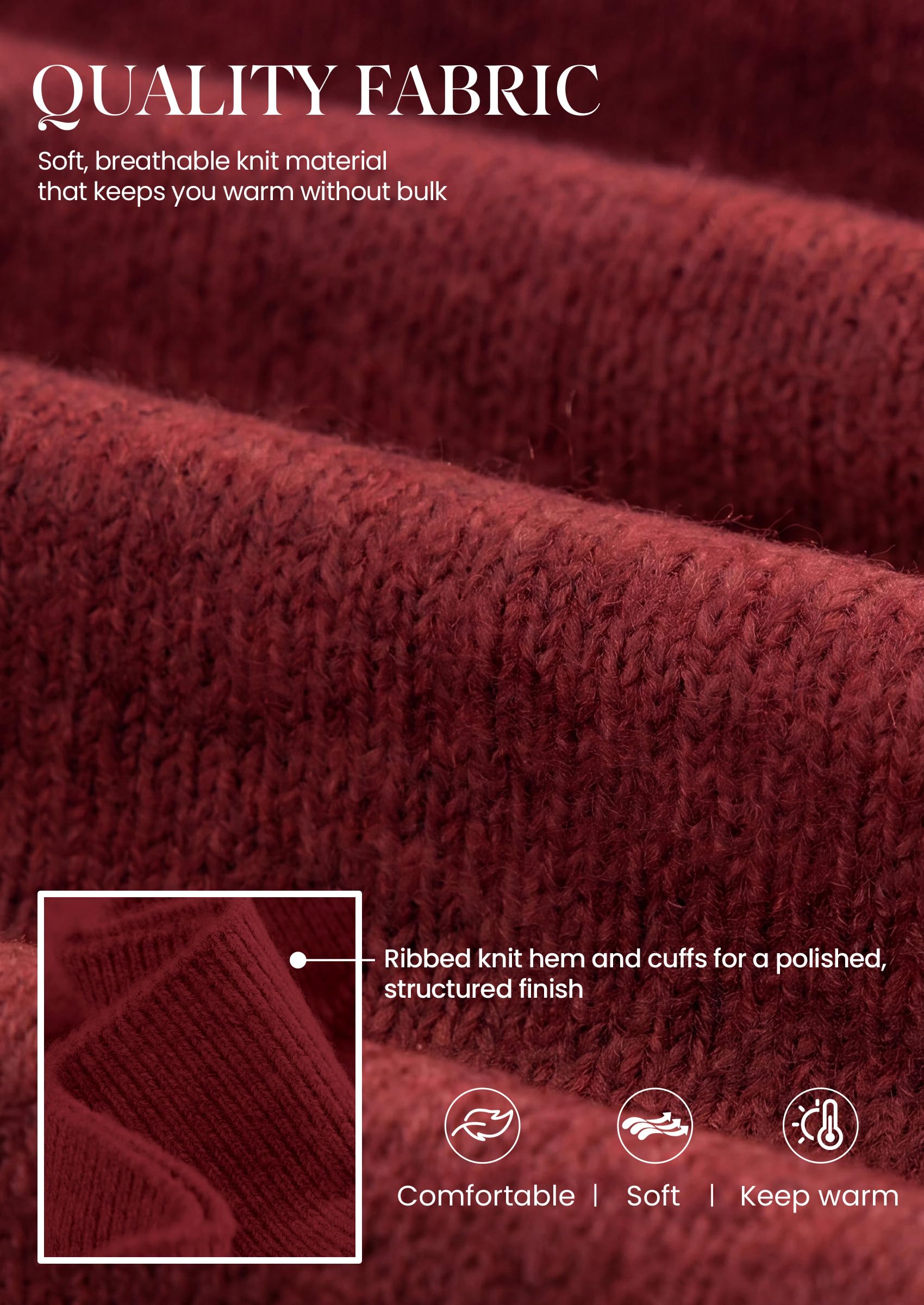 V Neck Wrap Sweaters for Women Fall Outifts Pullover Wine Red