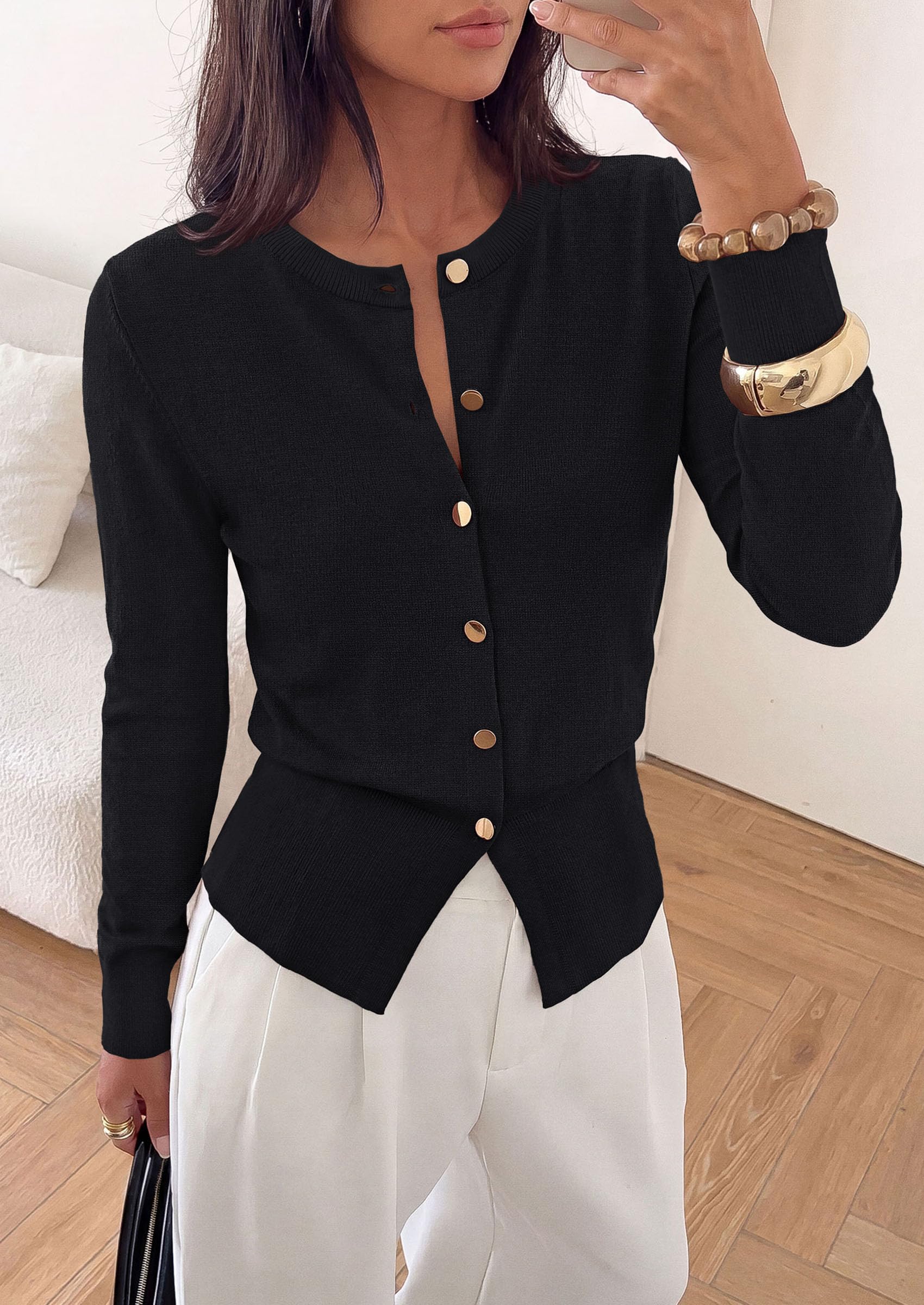 Womens Fall Fashion Knit Cardigan Sweaters Cinched Waist Tops