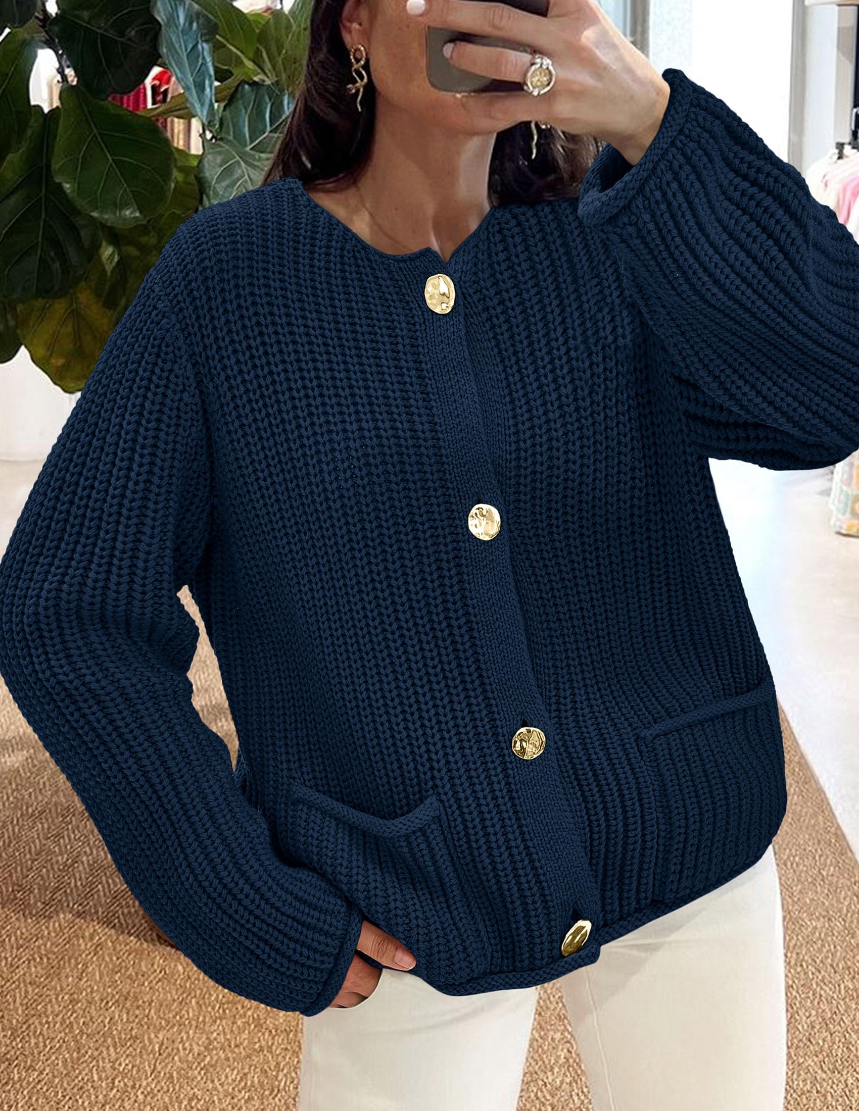 Women Oversized Cardigan Sweaters 2026 Fall Outfits,Navy