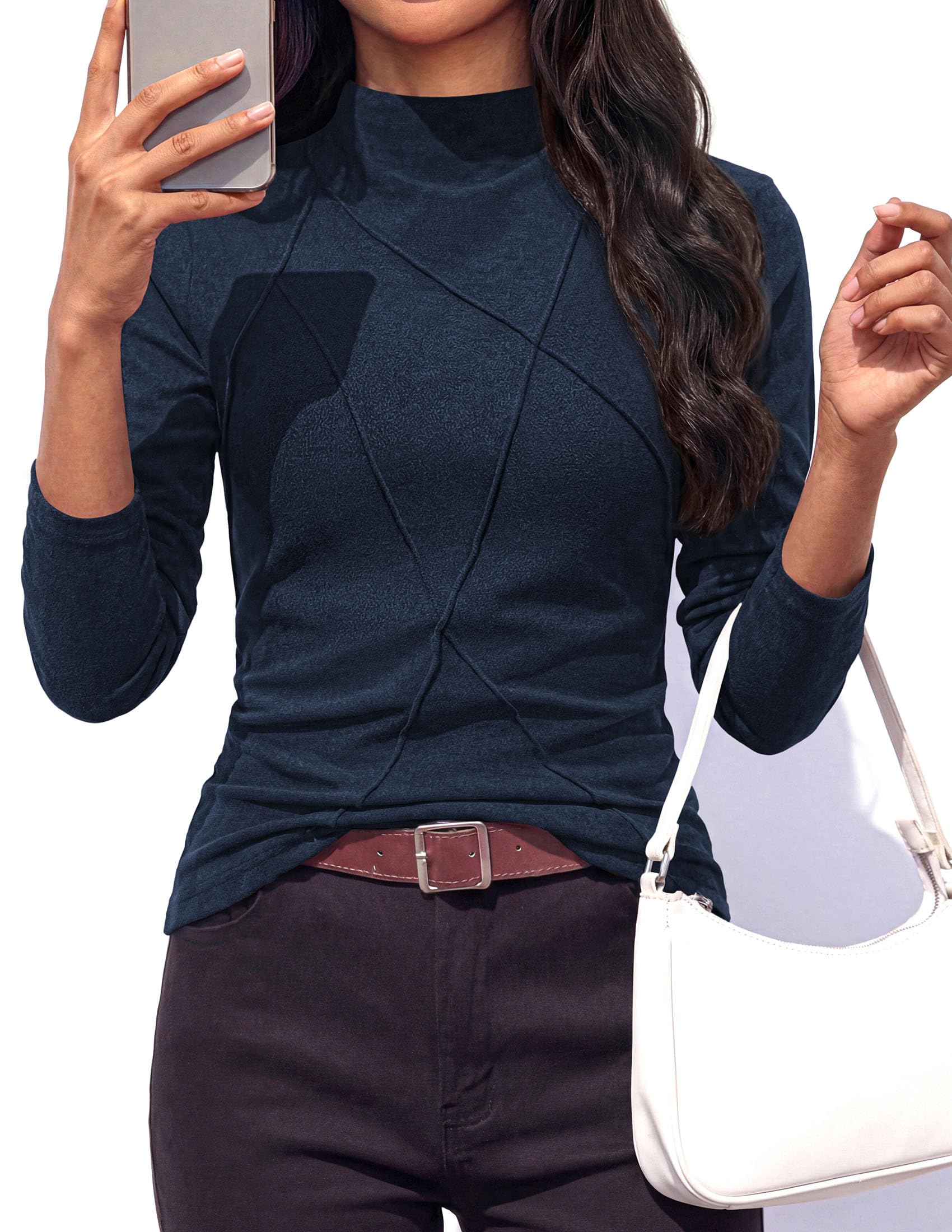 Women's Mock Neck Long Sleeve Shirts Underscrub Fall Tops