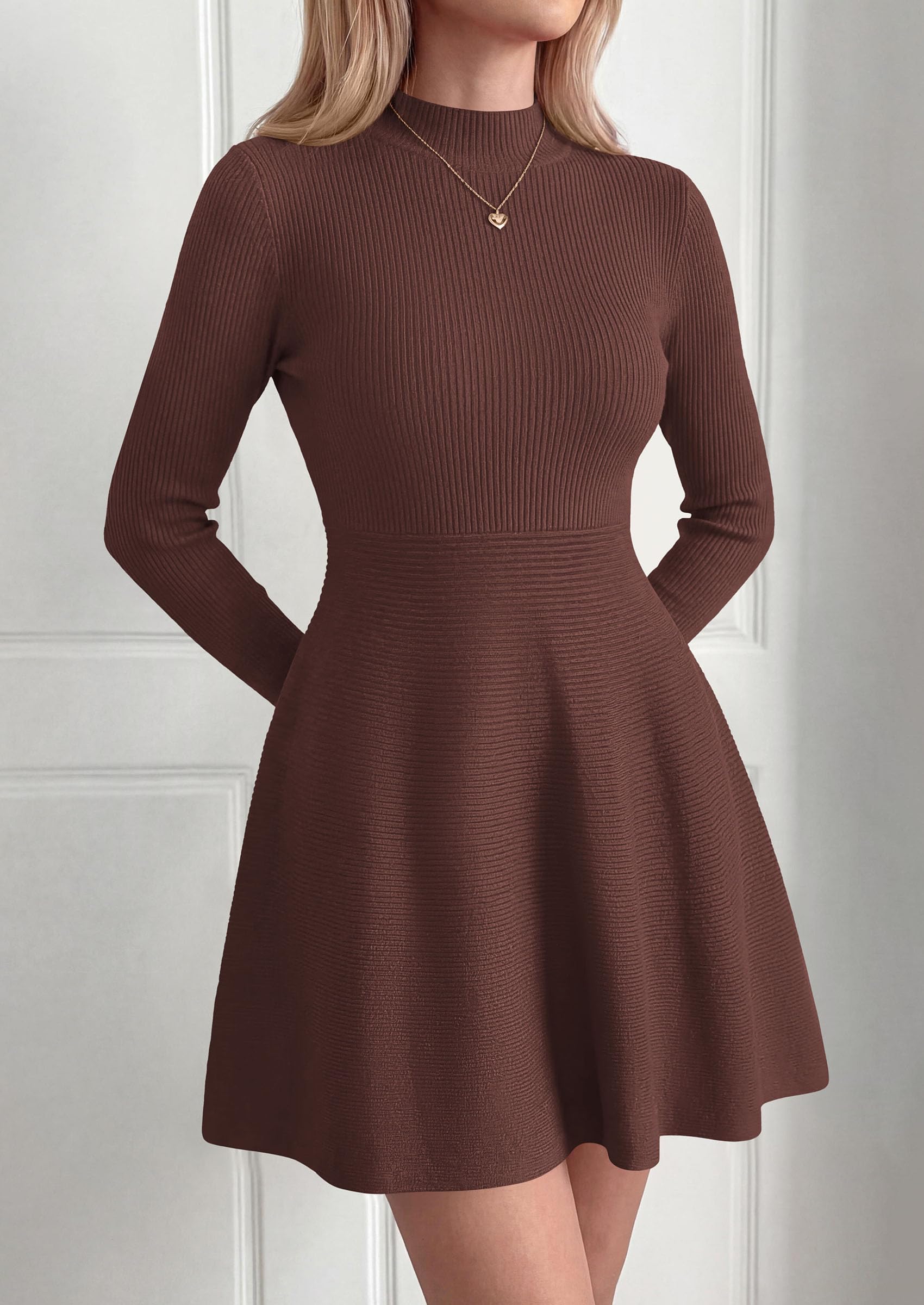 Women's Knit A Line Short Sweater Dress for Fall Wedding Guest
