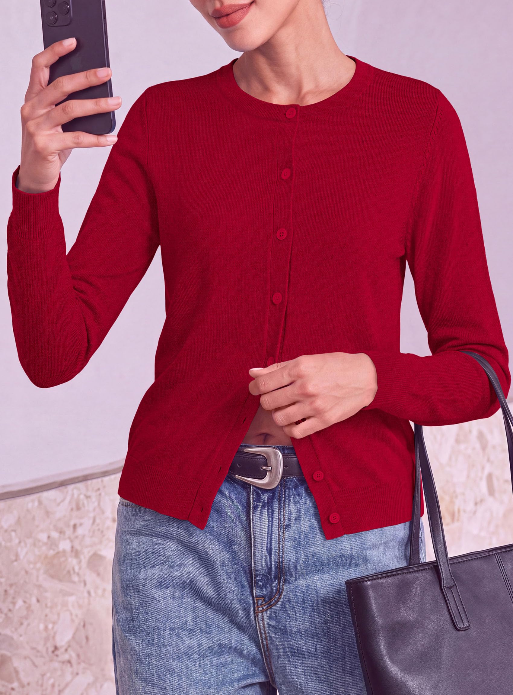 Lightweight Cardigans for Women Knit Button Up Fall Sweaters