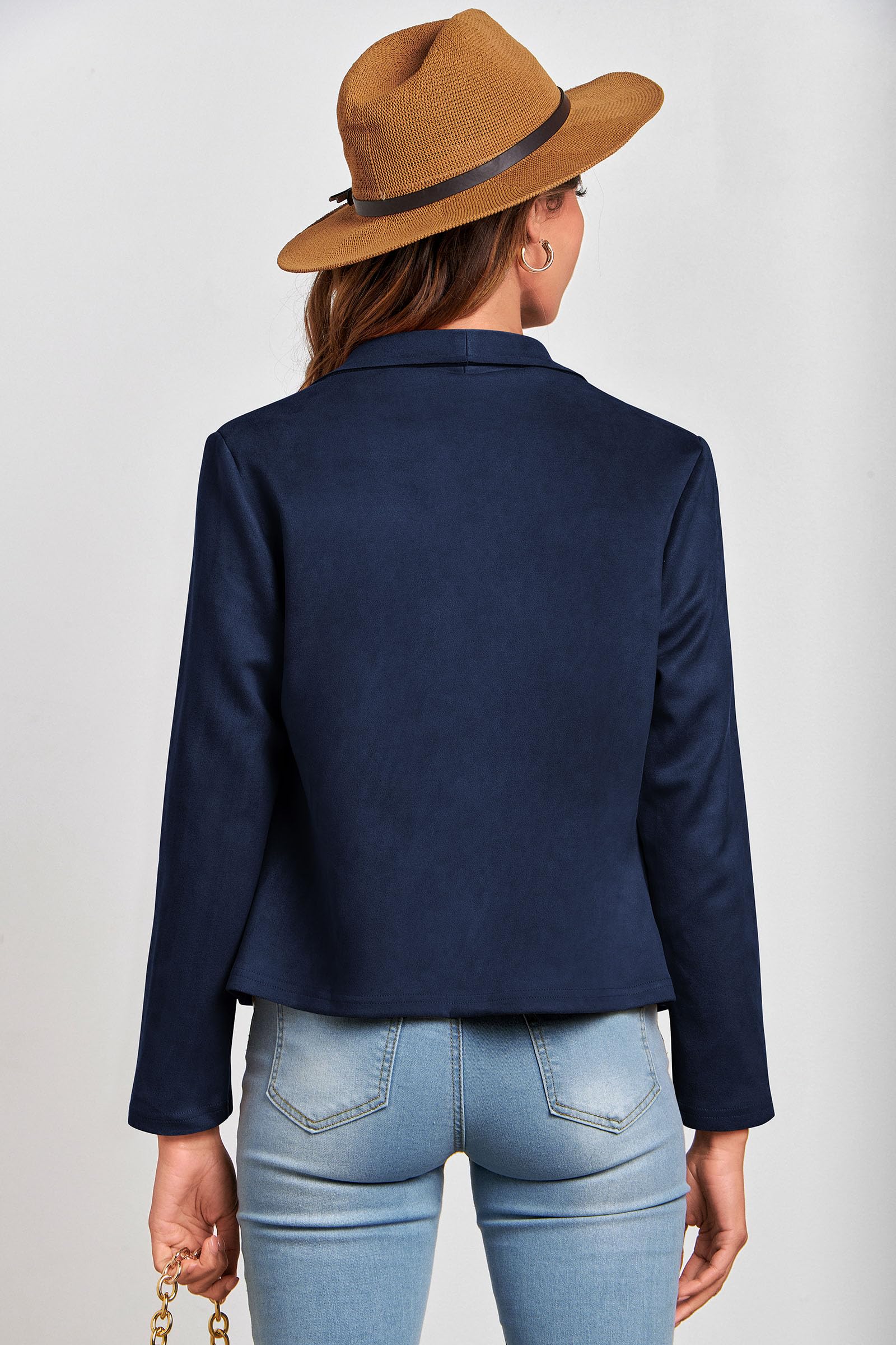 Women's Fall Fashion Faux Suede Jackets(Navy,Small)