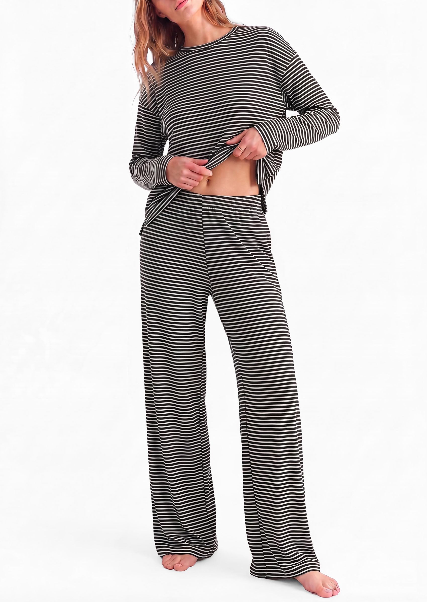 Lounge Sets for Women Fall Striped Matching Comfy Pajama Sets