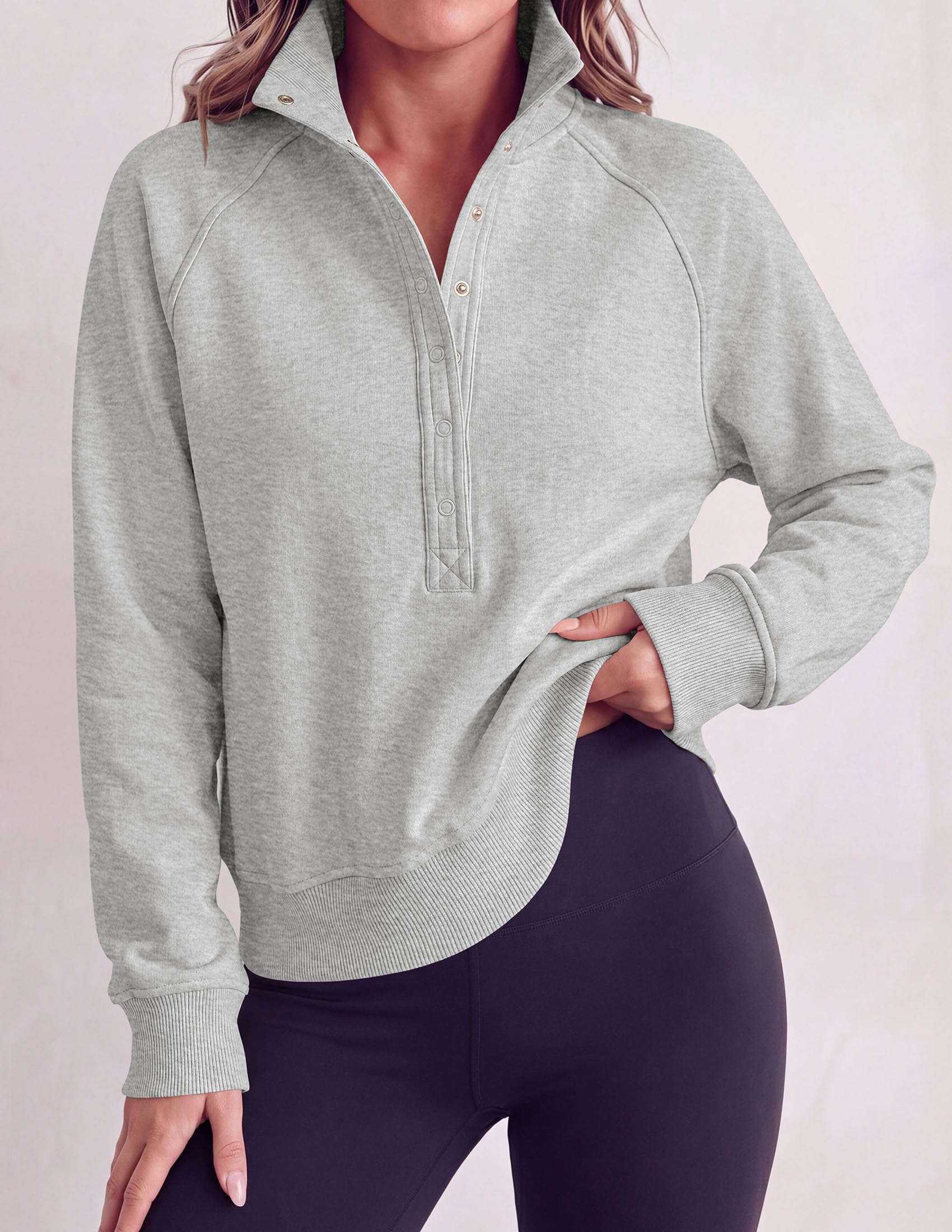 Women's Fall Oversized Sweatshirts Mock Neck Henley Pullover