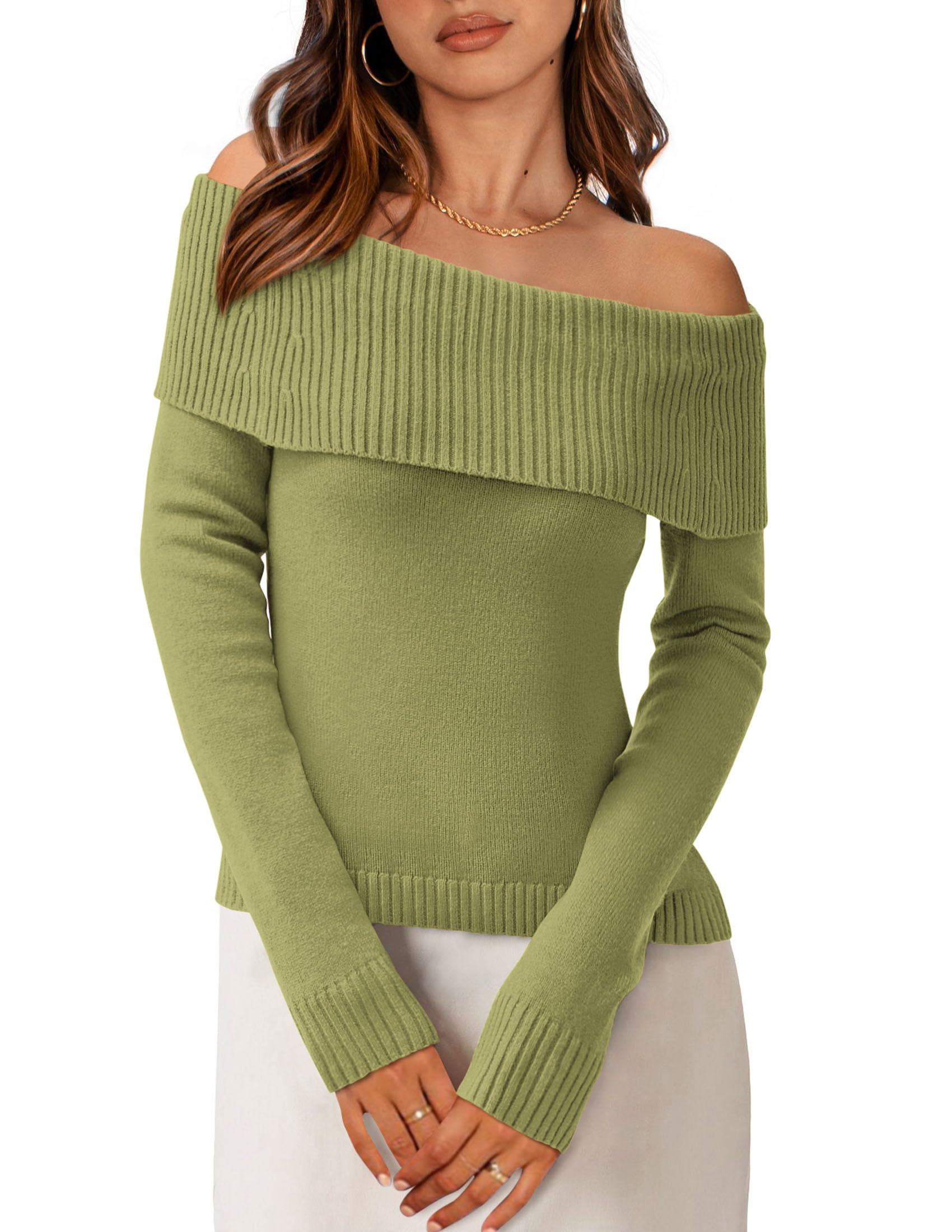 Off the Shoulder Sweater Women Trendy Fall Date Night Tops