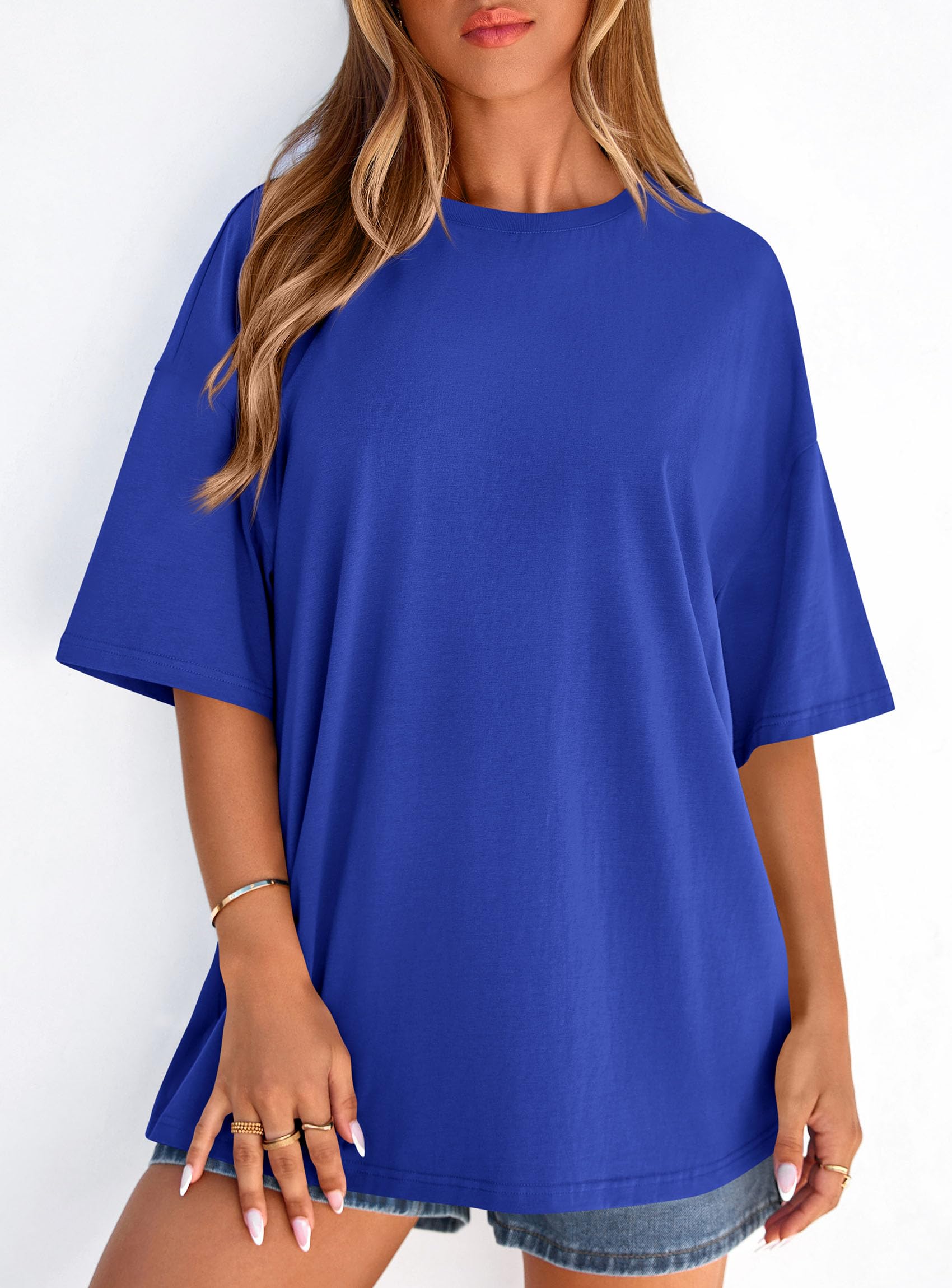 Women's Oversized Tshirts Going Out Tops (Royal Blue,S)