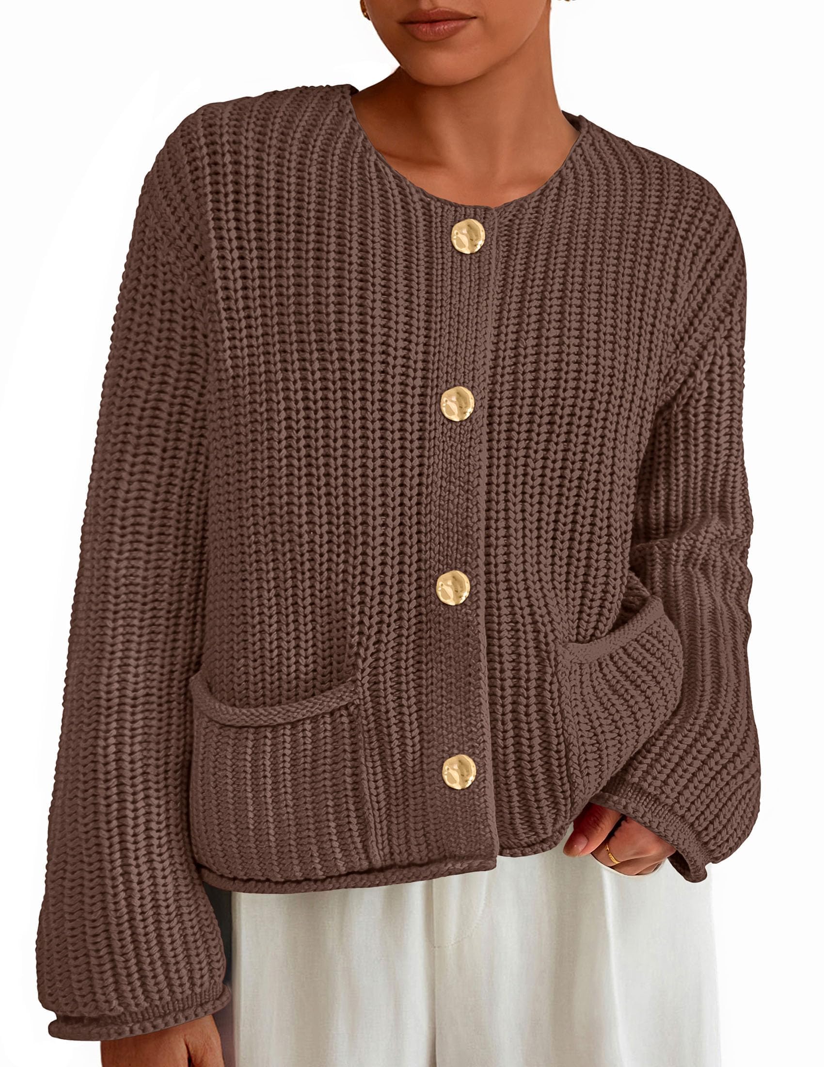 Women Oversized Cardigan Sweaters 2026 Fall Outfits,Coffee