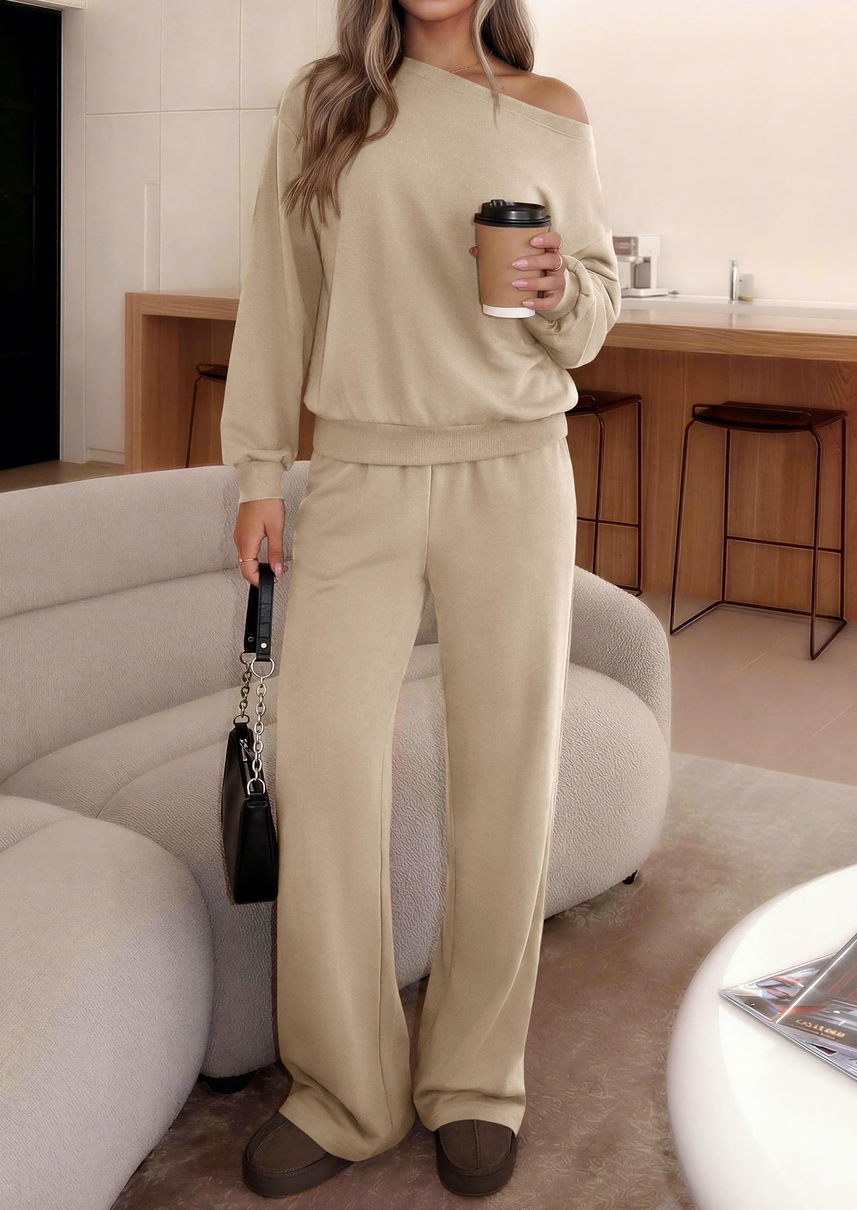 2 Piece Sets for Women Off the Shoulder Matching Lounge Set