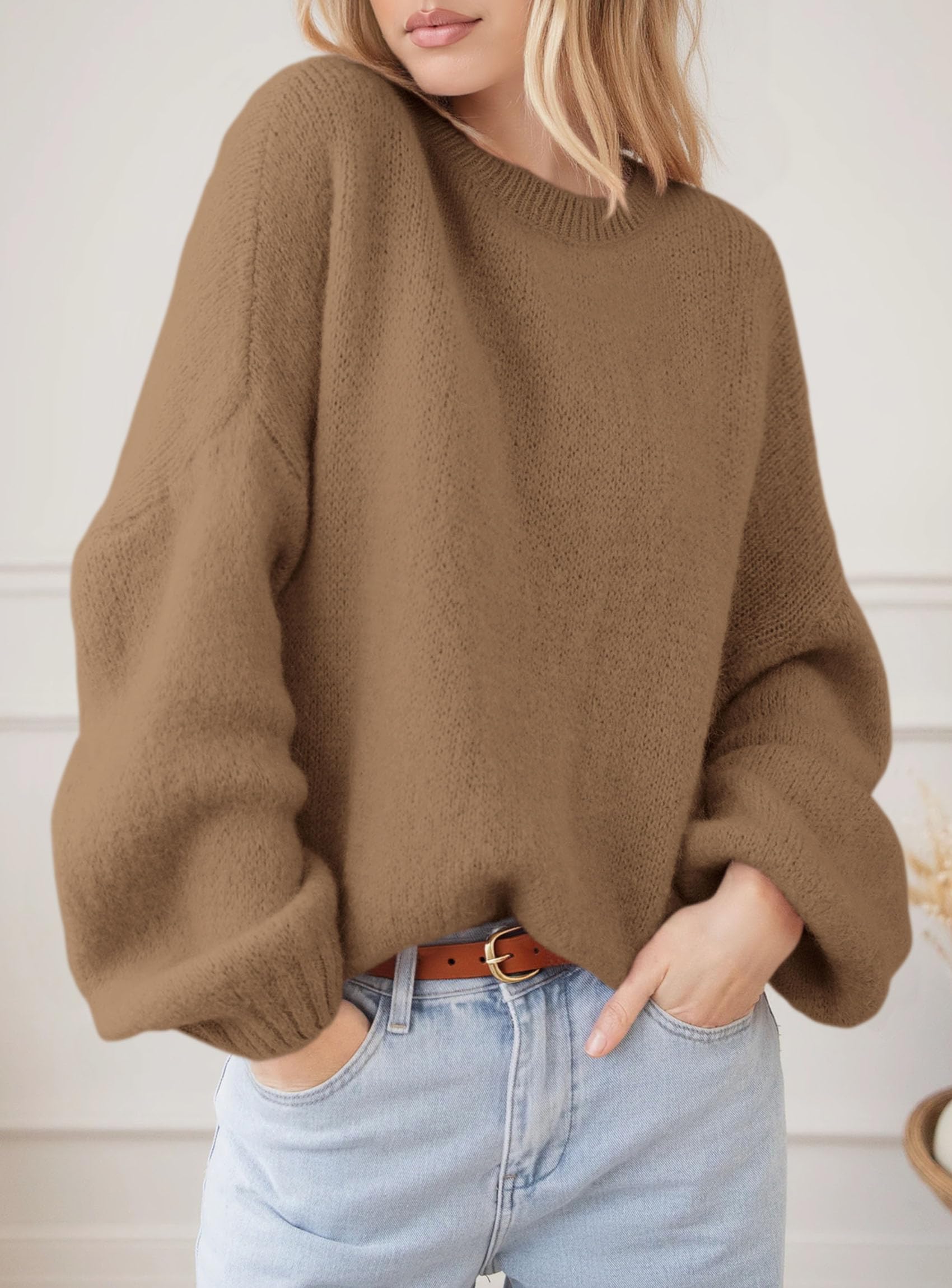 Women's Fall Oversized Holiday Sweaters (Camel,S)
