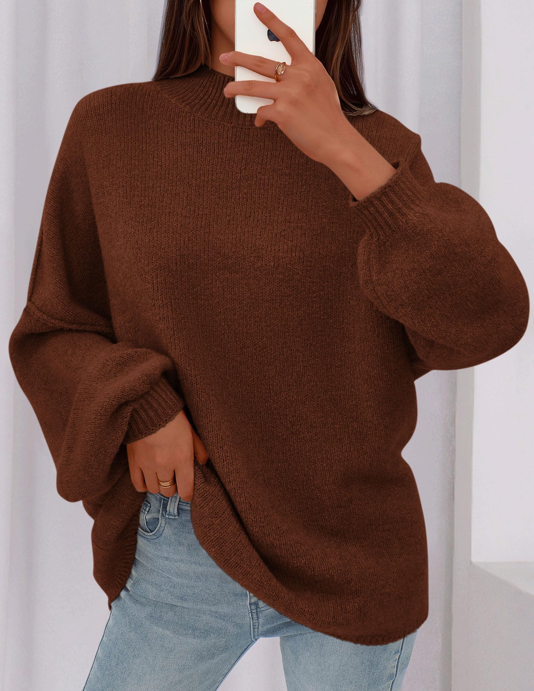 Women's Oversized Sweaters Fall Clothes (Caramel,S)