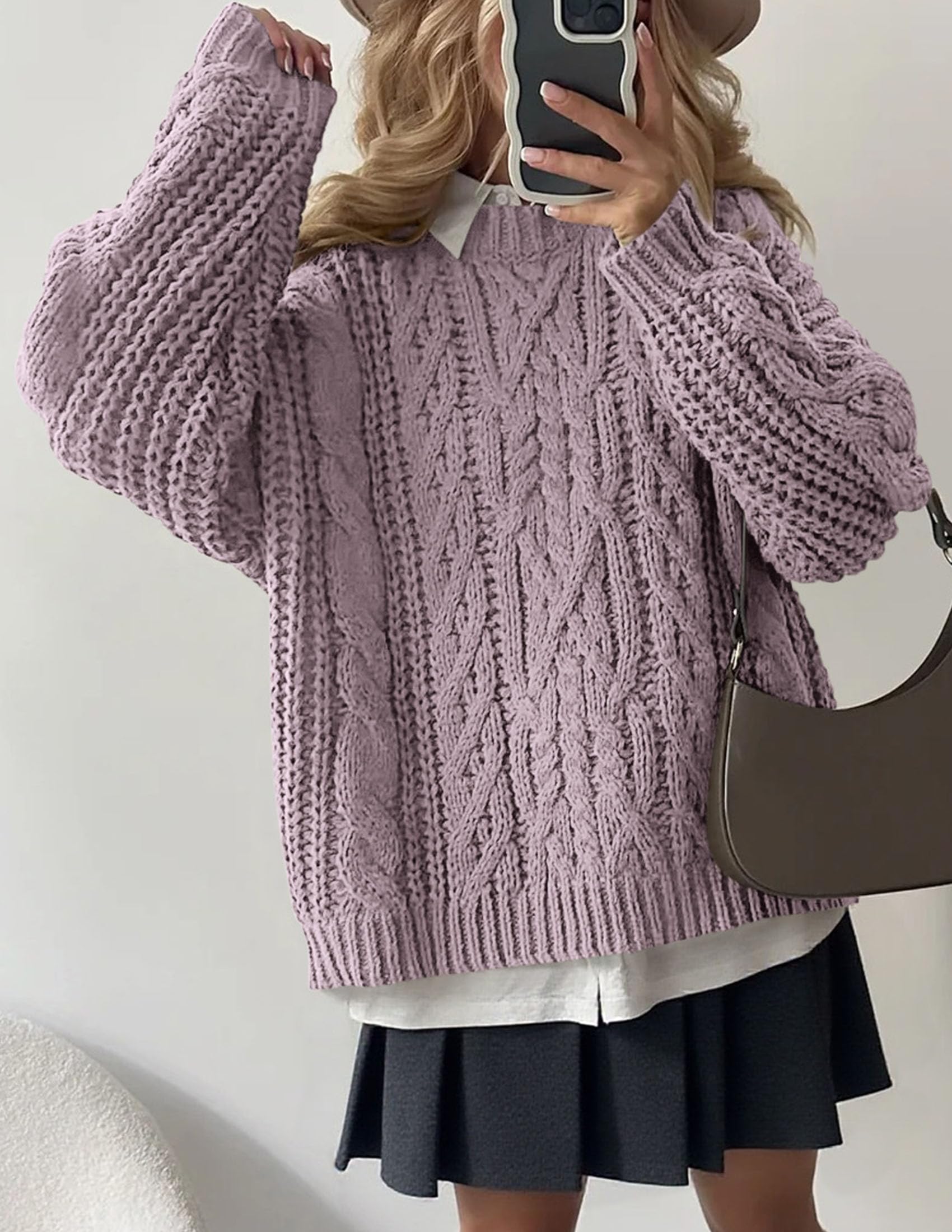 Womens Oversized Fall Sweaters Chunky Cable Knit Pullover Tops