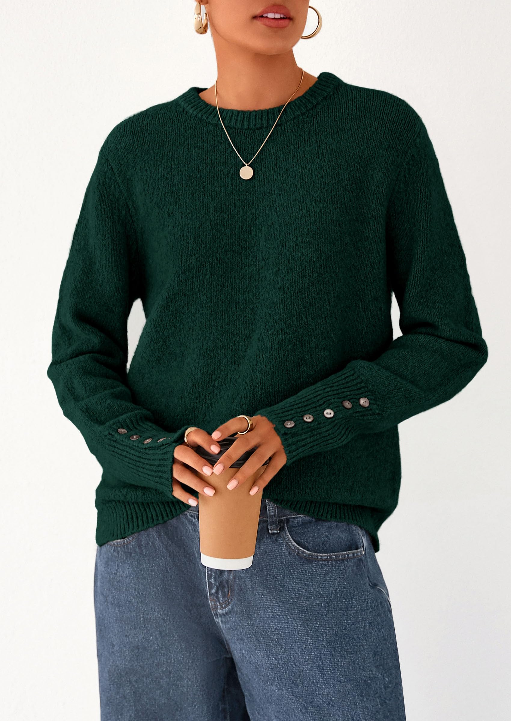 Fall Sweaters for Women Cozy Casual Pullover Ribbed Knit Tops