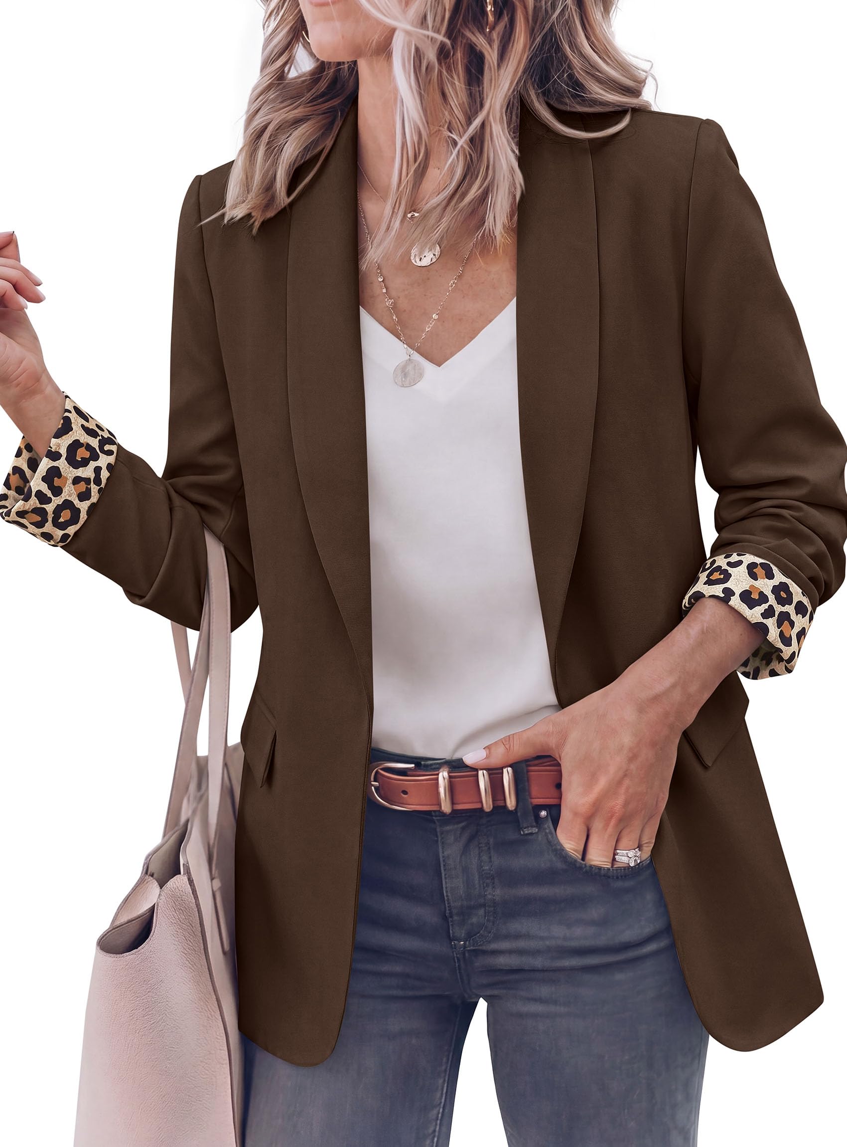 Blazers for Women Business Casual Open Front Lapel Suit Jacket