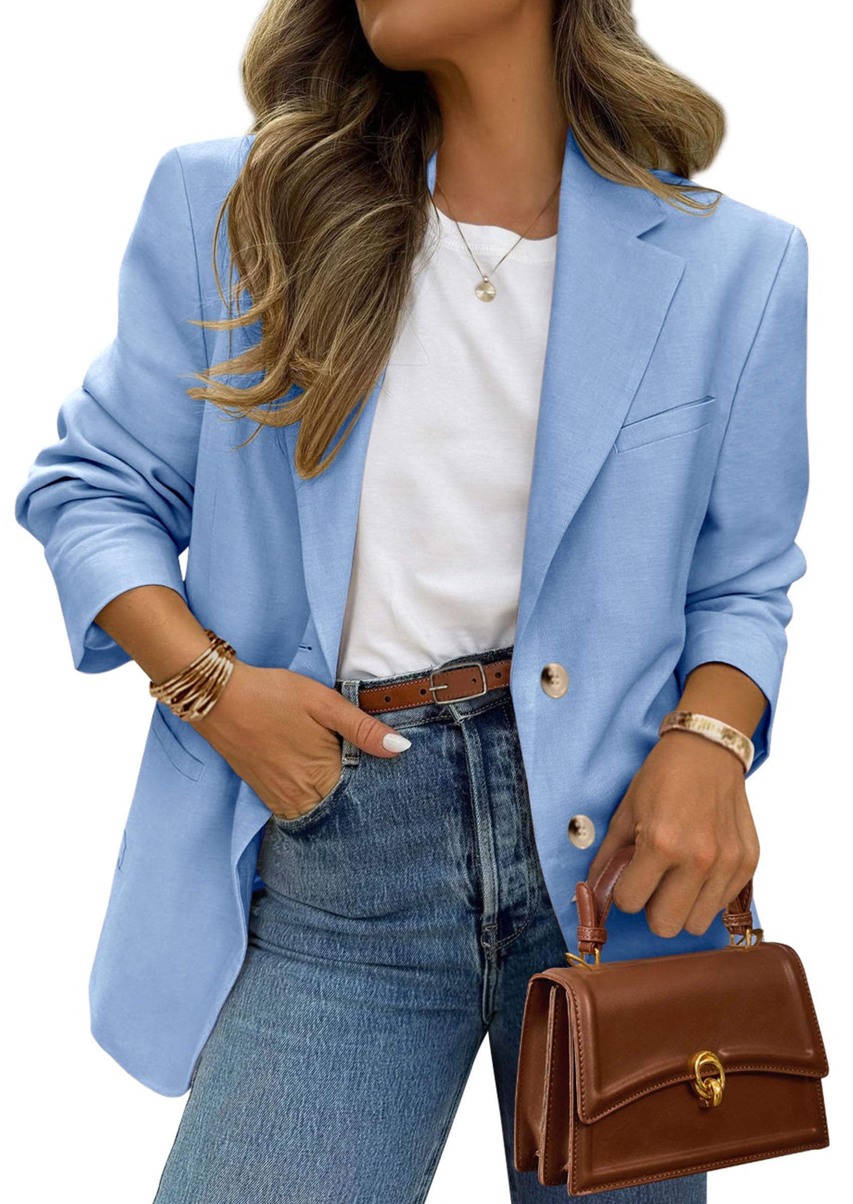 2026 Blazers for Women Business Casual,Light Blue,XS