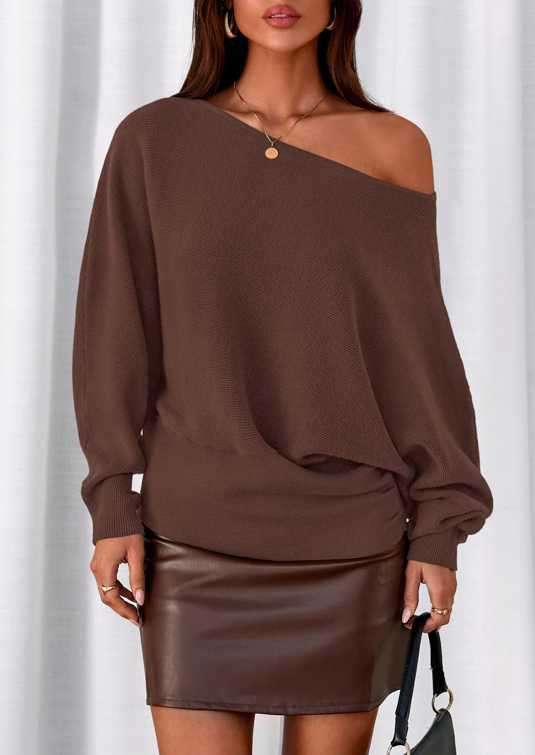 Women's Off the Shoulder Sweater Trendy Fall Going Out Tops