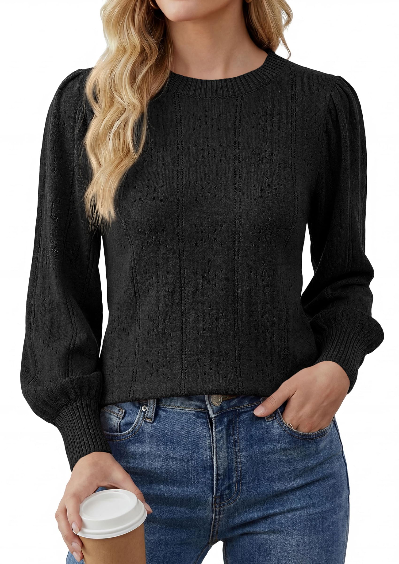 Women Fall Fashion Hollow Out Holiday Sweaters Black,S