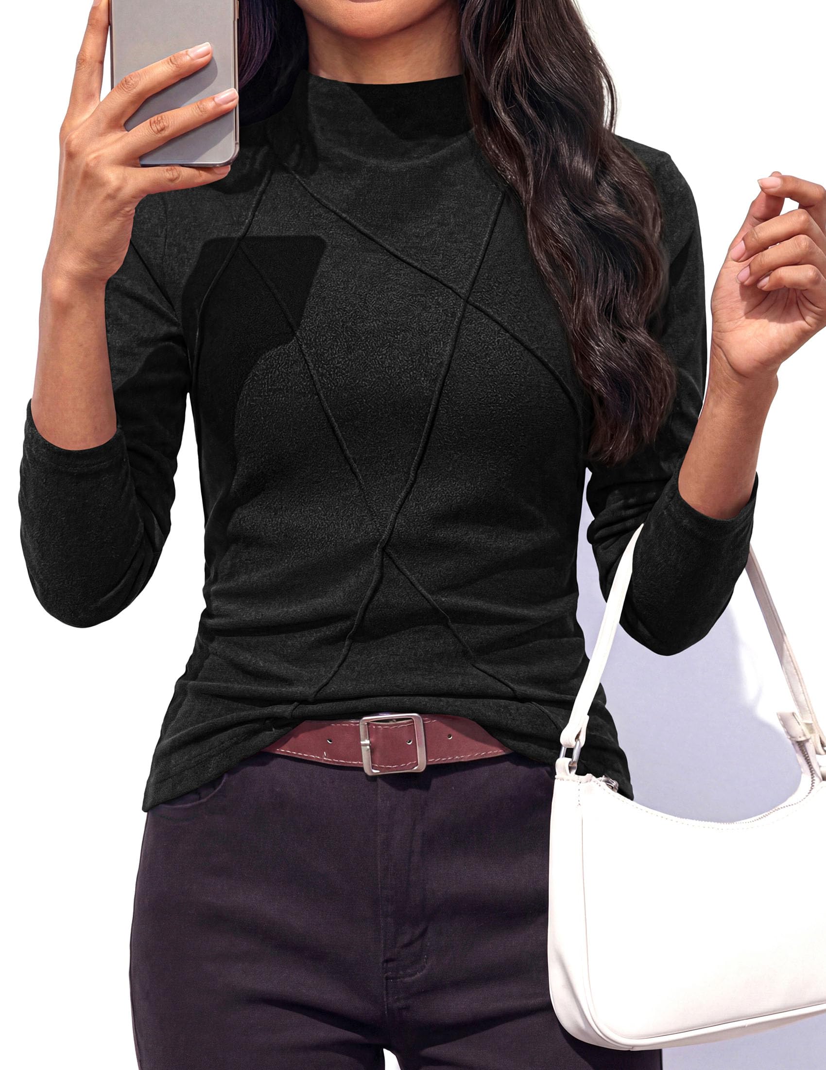Women's Mock Neck Long Sleeve Shirts Underscrub Fall Tops