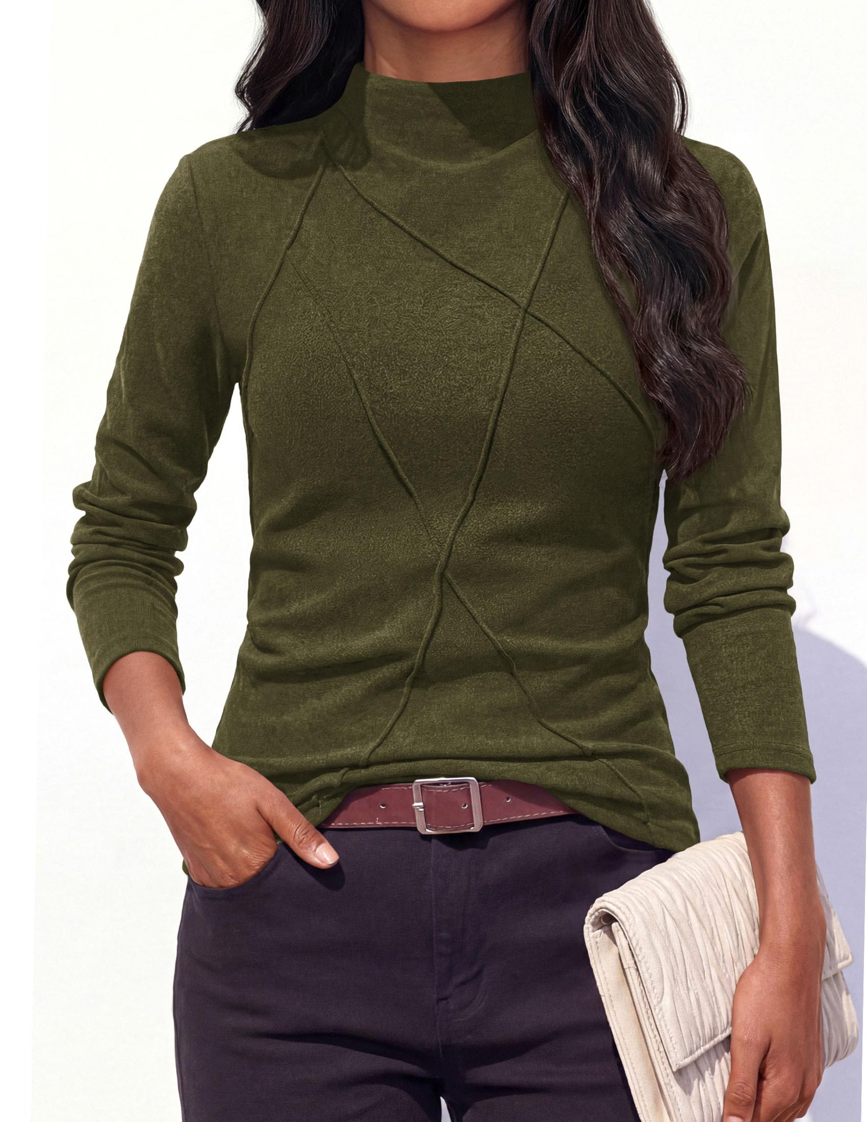 Women's Mock Neck Long Sleeve Shirts Underscrub Fall Tops
