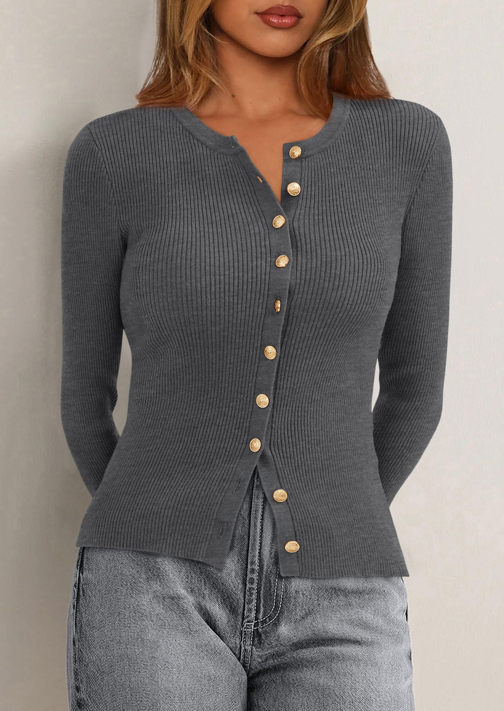 Women's Fall Lightweight Cardigan Sweaters,Grey,S