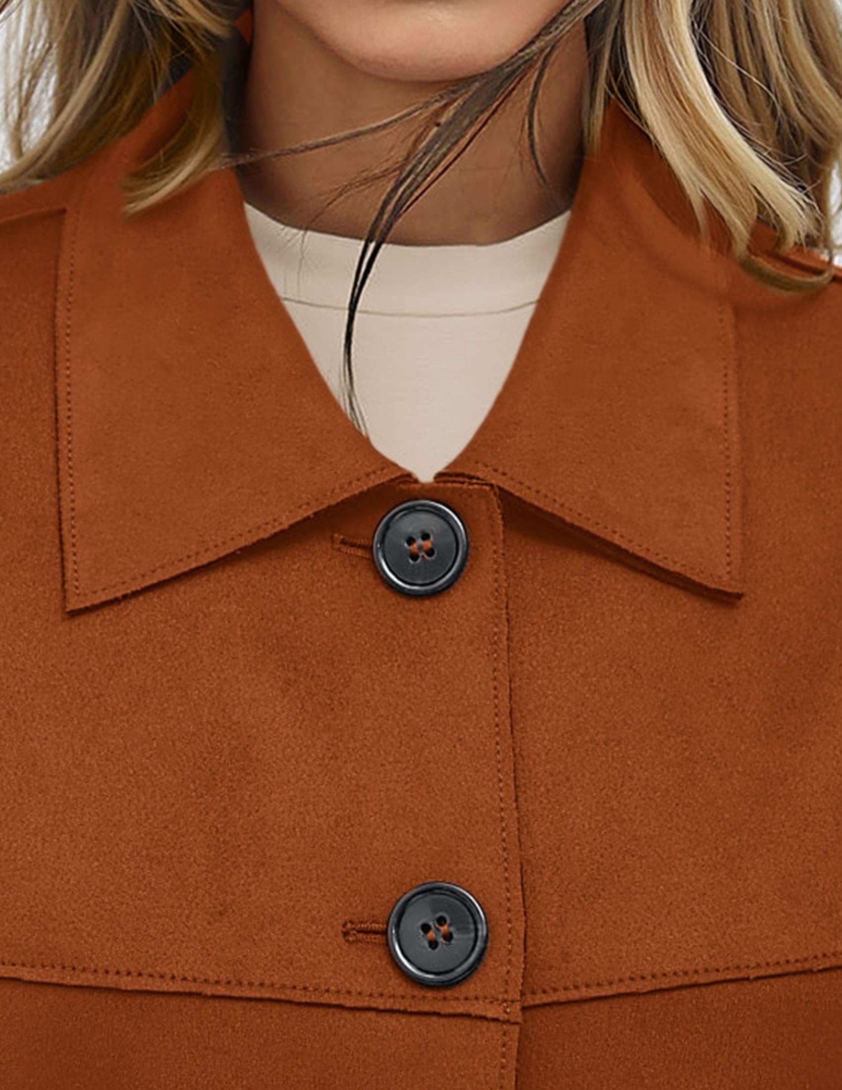 Women's Faux Suede Shacket Jackets Lightweight Cropped Coats