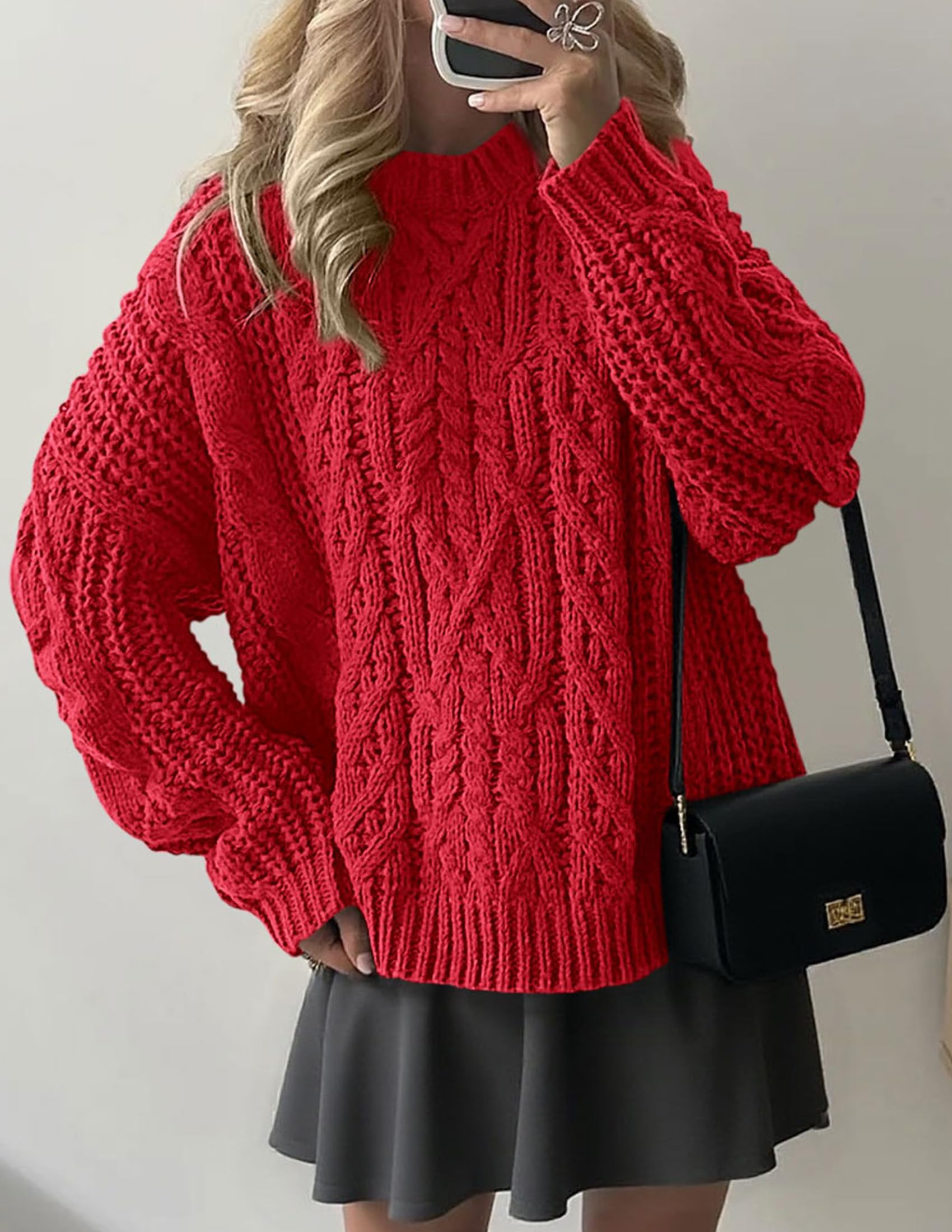 Womens Oversized Fall Sweaters Chunky Cable Knit Pullover Tops